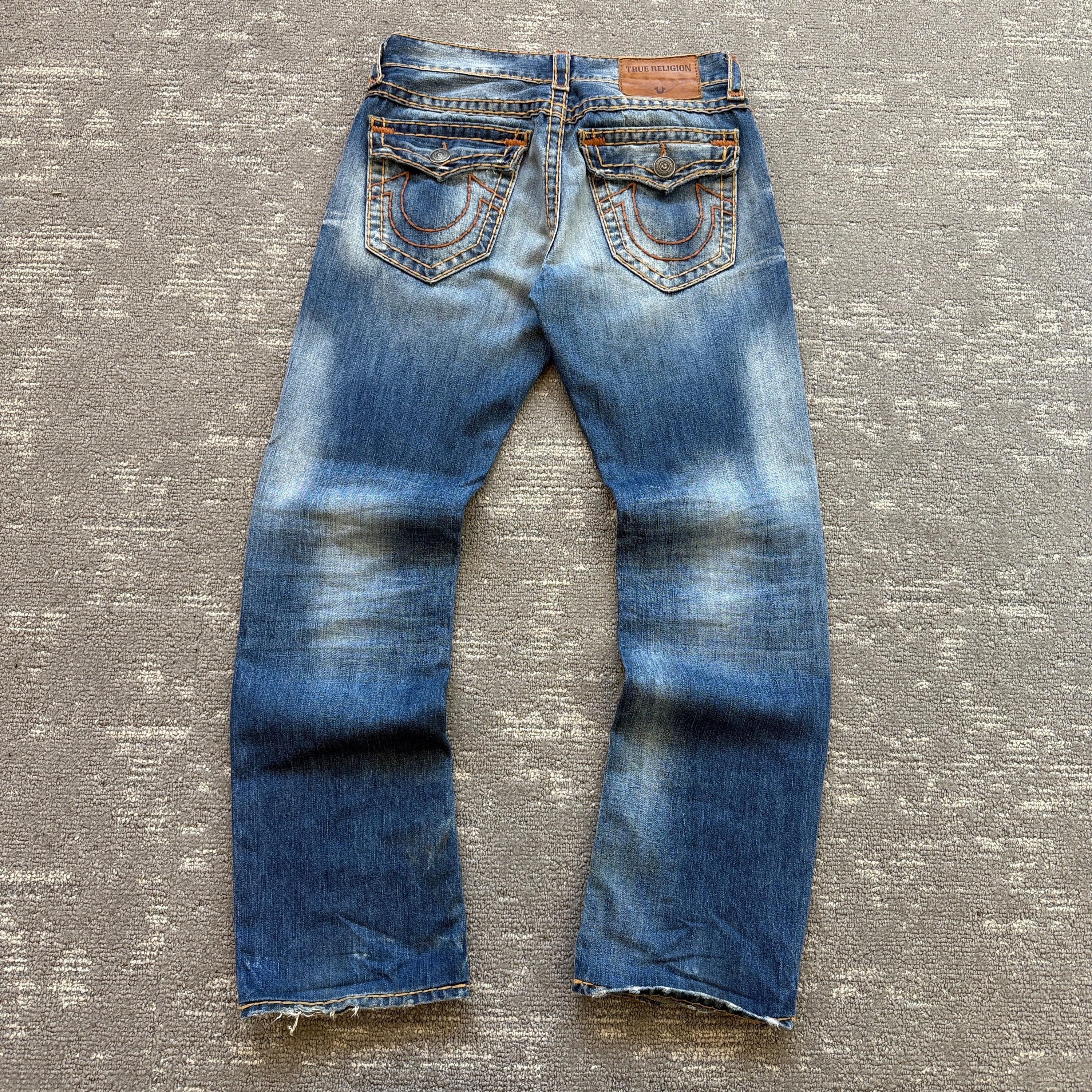 True religion 2000's Ricky relaxed straight contrast stitch denim jeans (S)