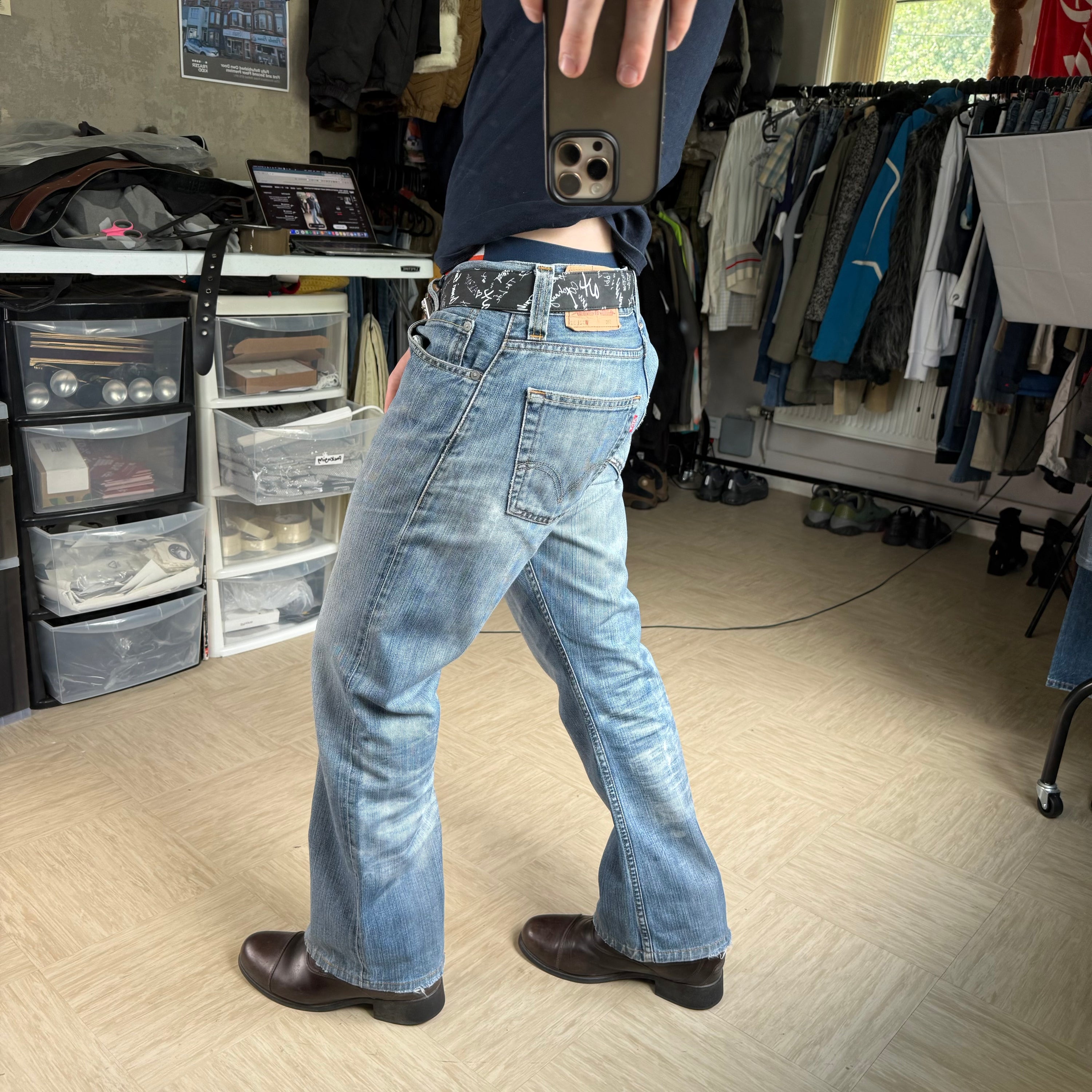 Levi's 512 2000's faded washed relaxed fit denim bootcut jeans (S)