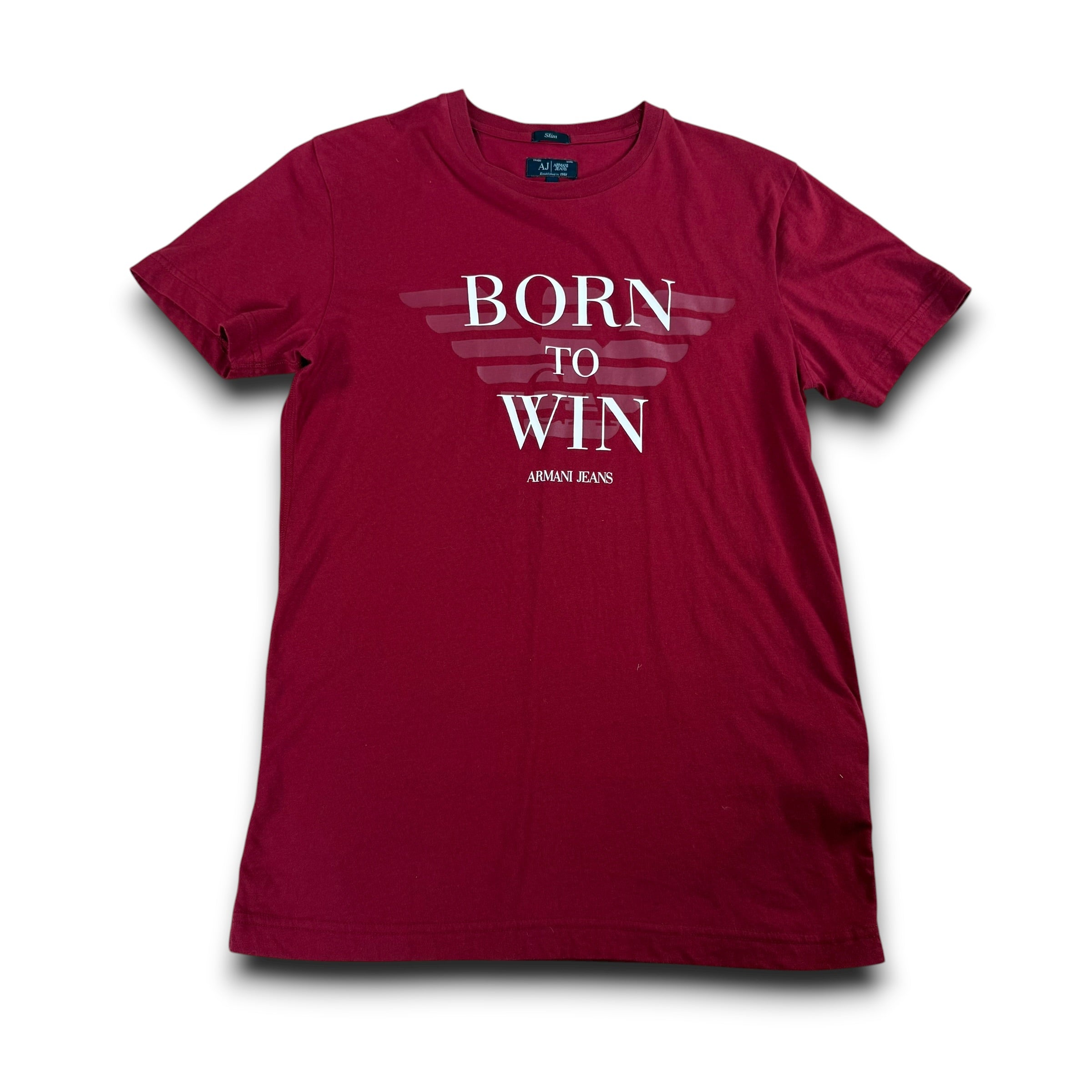 Armani jeans 2000's graphic 'born to win' slim fit tee (S)
