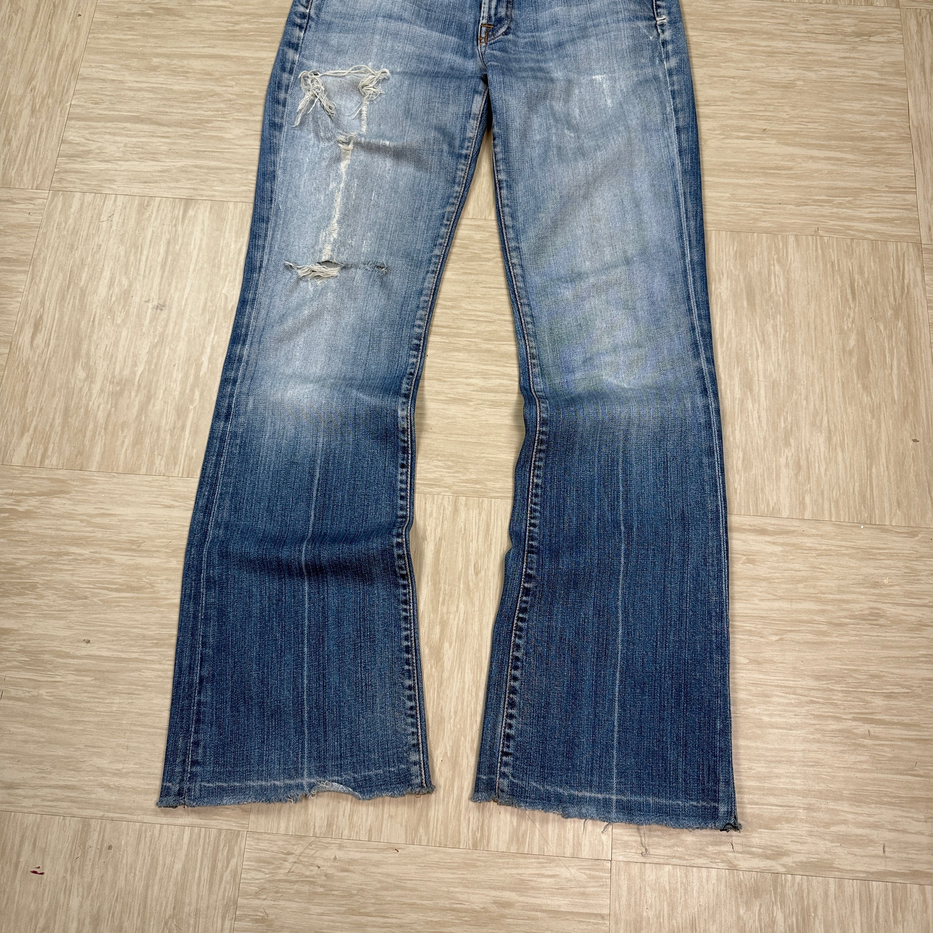 7 for all mankind 2000's distressed denim flare jeans (S)