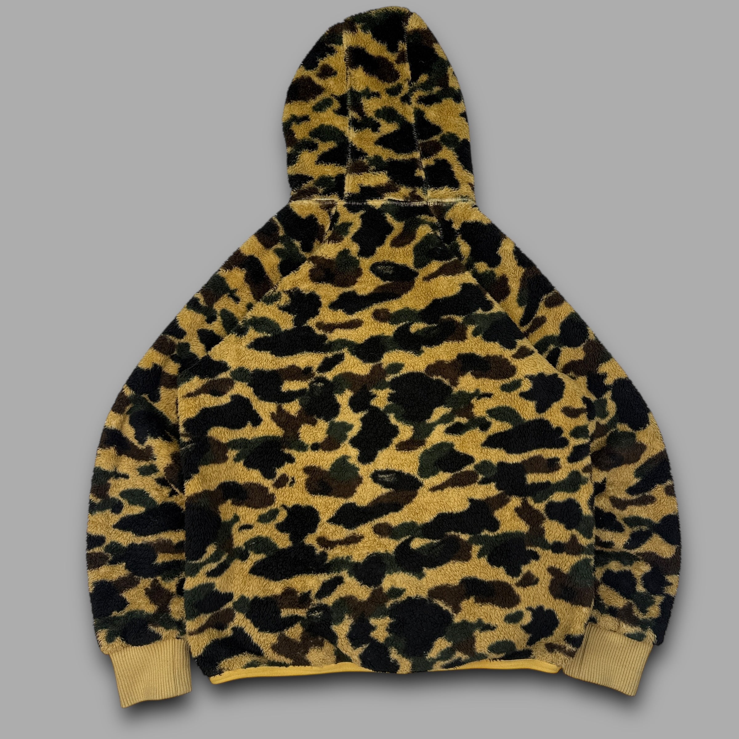 Bape 2000's half zip pullover monogram camo fleece jacket (M)