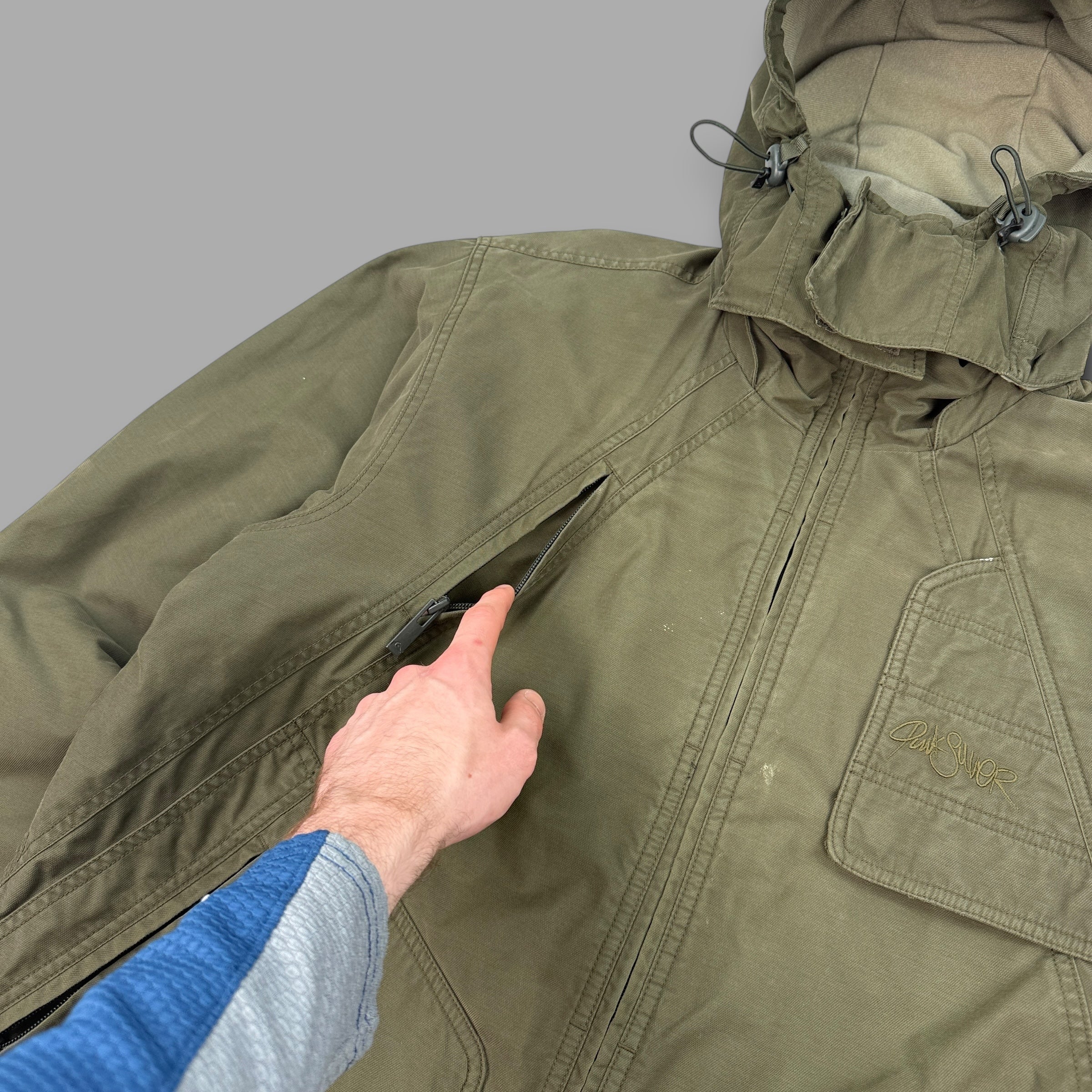 Quiksilver 2000's technical multi-pocket riot mask parka jacket (M)