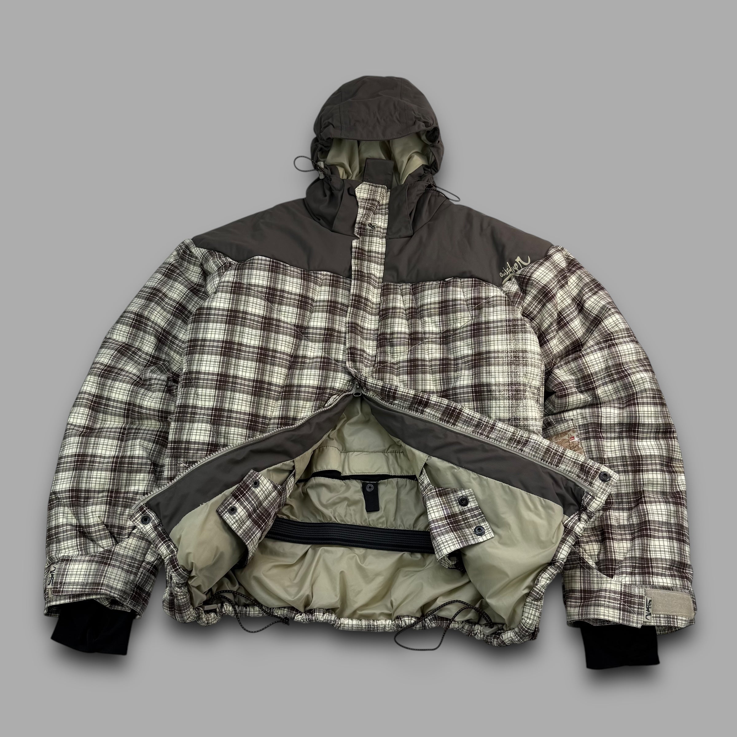 Quiksilver 2000's endurance series technical plaid ski puffer jacket (S-L)