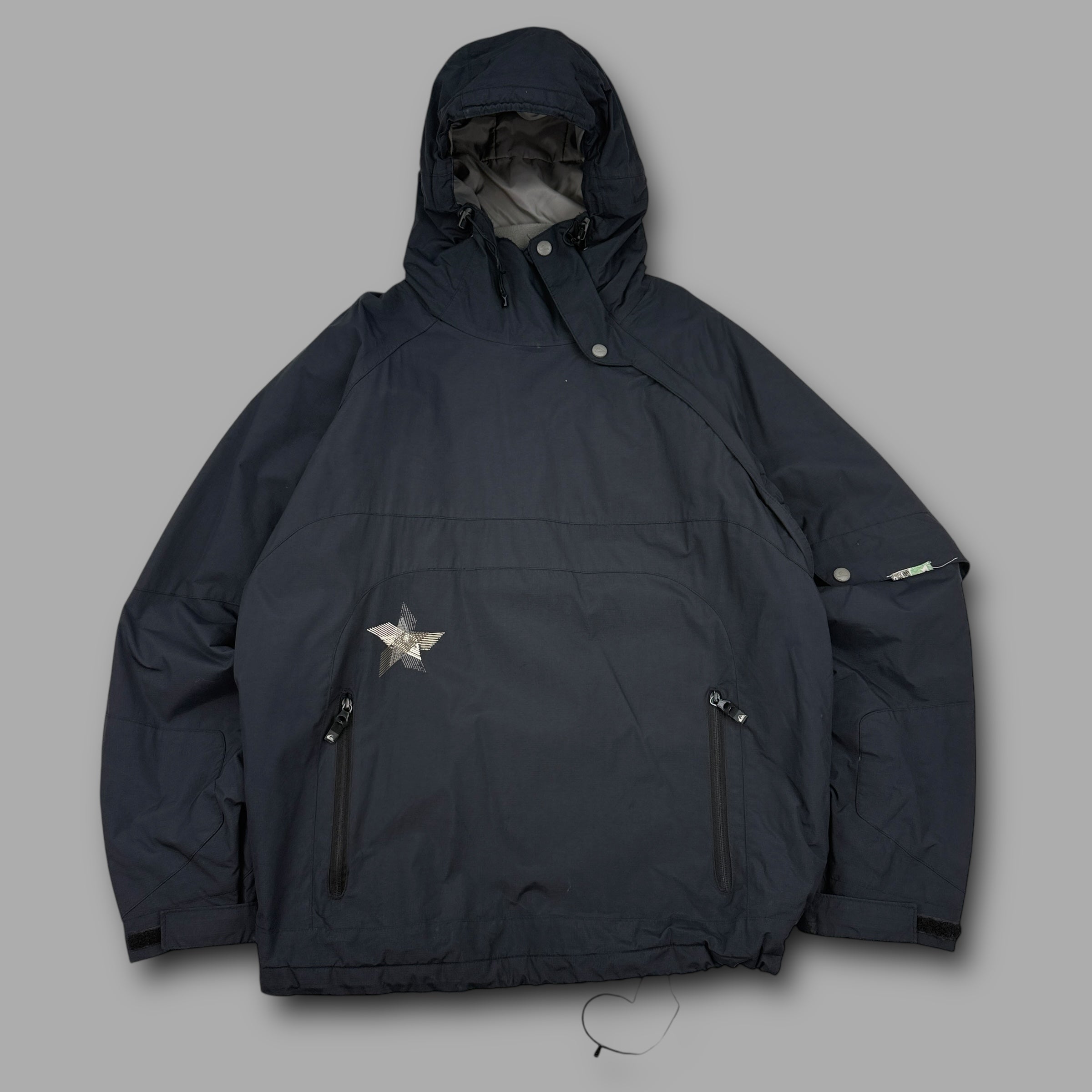 Quiksilver 2000's technical asymmetrical zip compass ski jacket (M)
