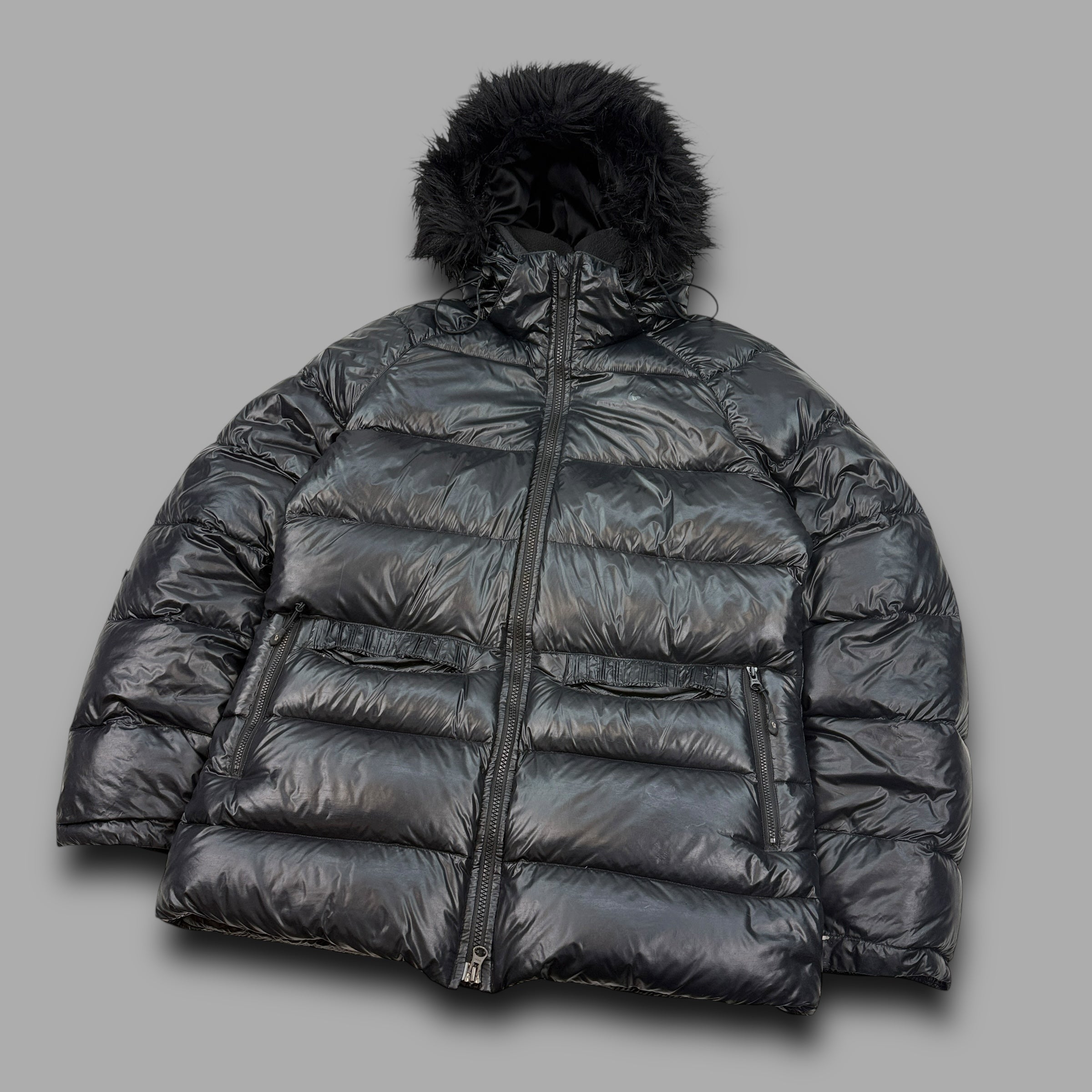 Nike 2000's technical fur hood downfilled shimmer parka jacket (M) wms