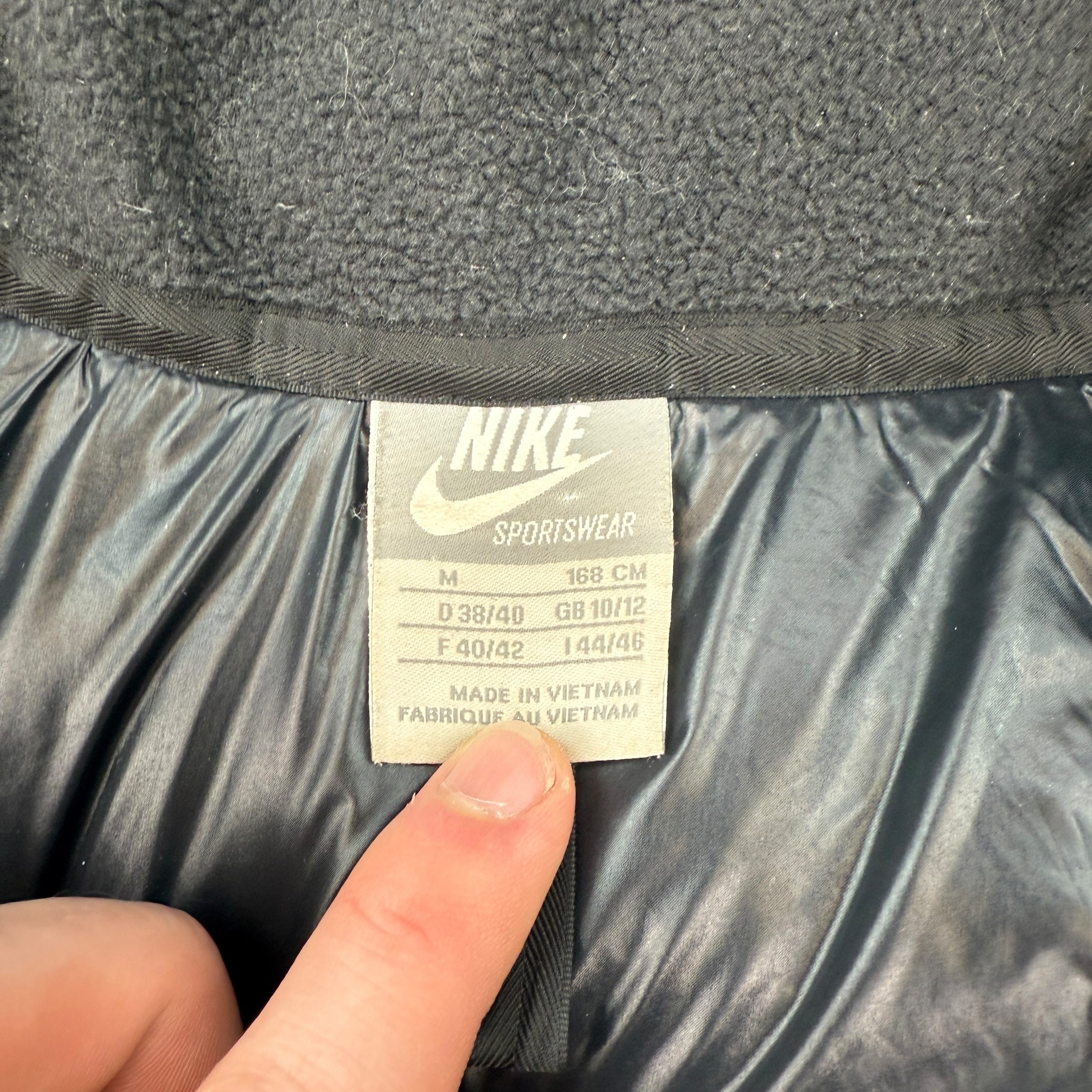 Nike 2000's technical fur hood downfilled shimmer parka jacket (M) wms