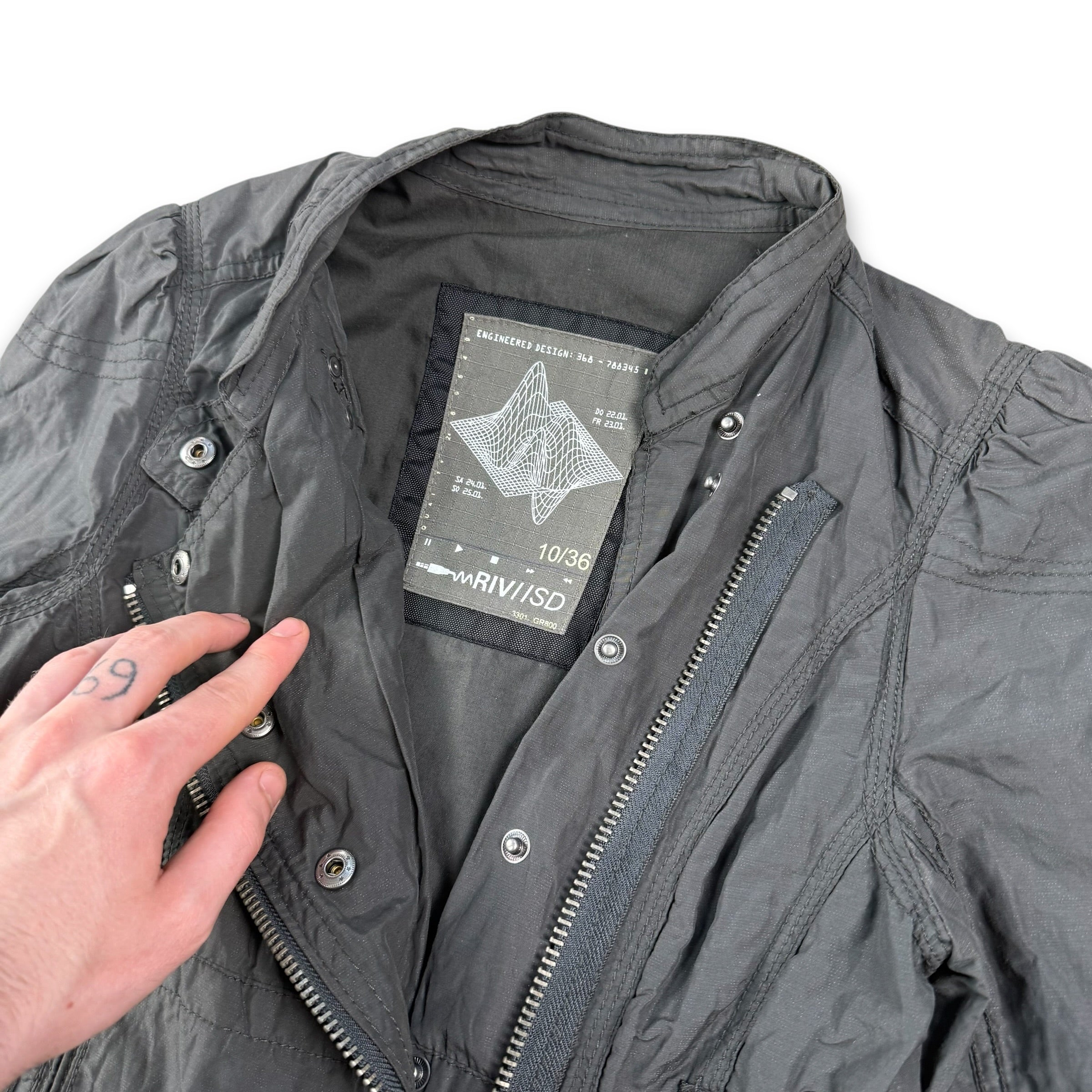 River island 2000's asymmetrical zip fitted nylon jacket (S) wms