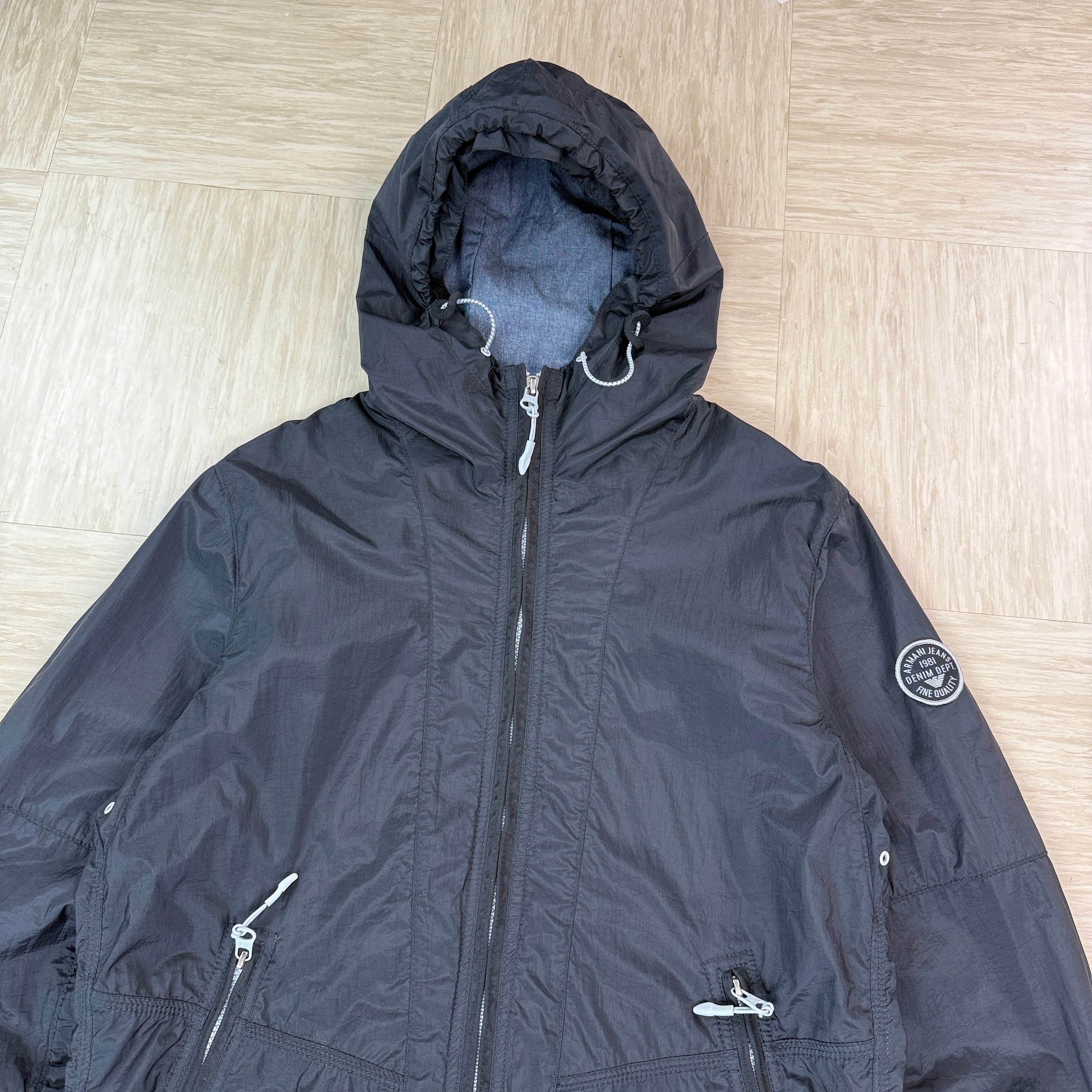 Armani jeans 2000's technical zip up nylon jacket (M)