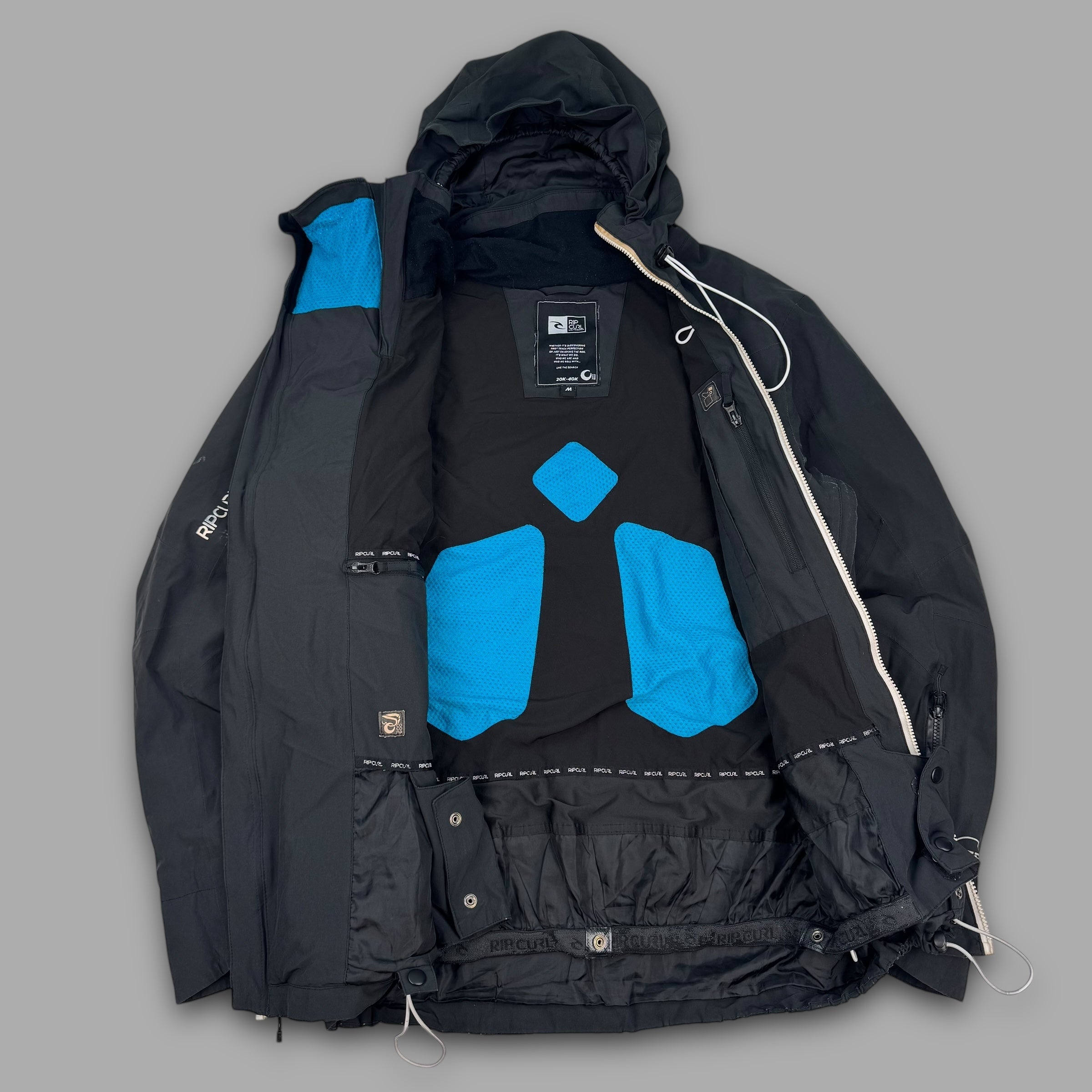 Ripcurl 2000's technical asymmetric dual zip softshell balaclava ski jacket (M-L)