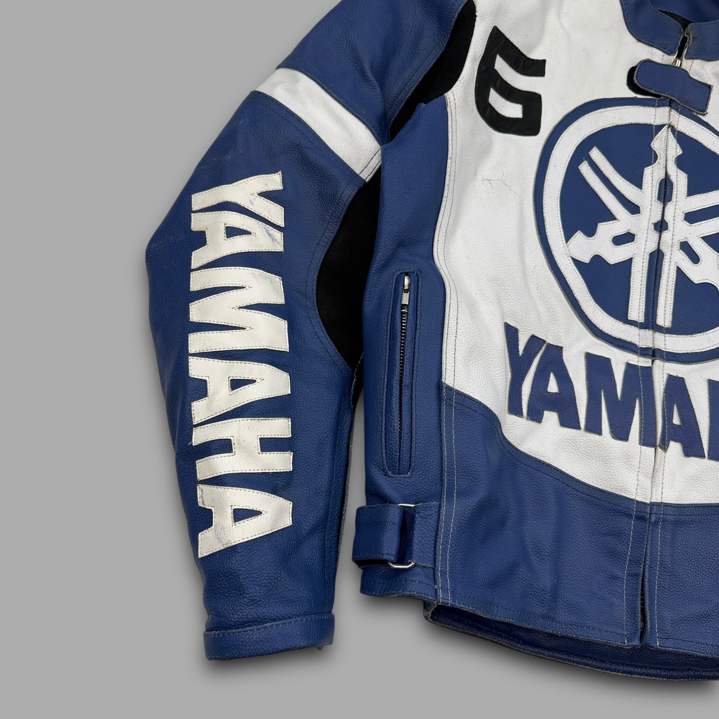 Yamaha 2000's leather padded full-zip biker racing jacket (M-L)