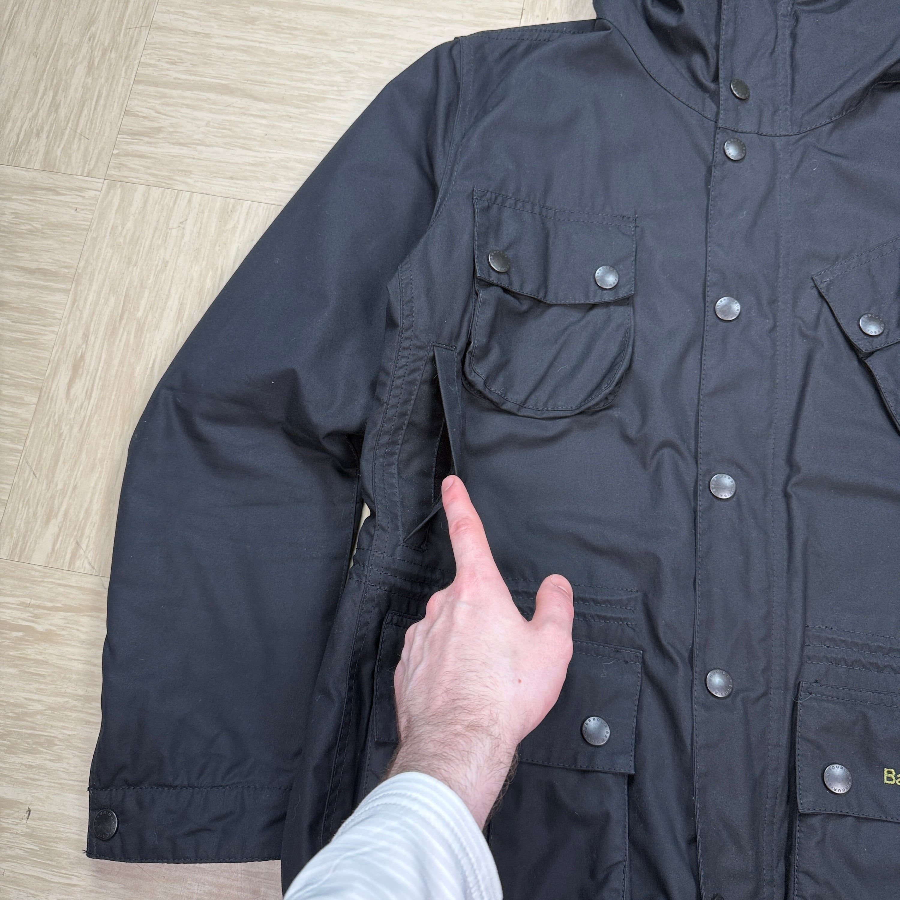 Barbour 2000's technical multi-pocket ninja hood parka jacket (M)