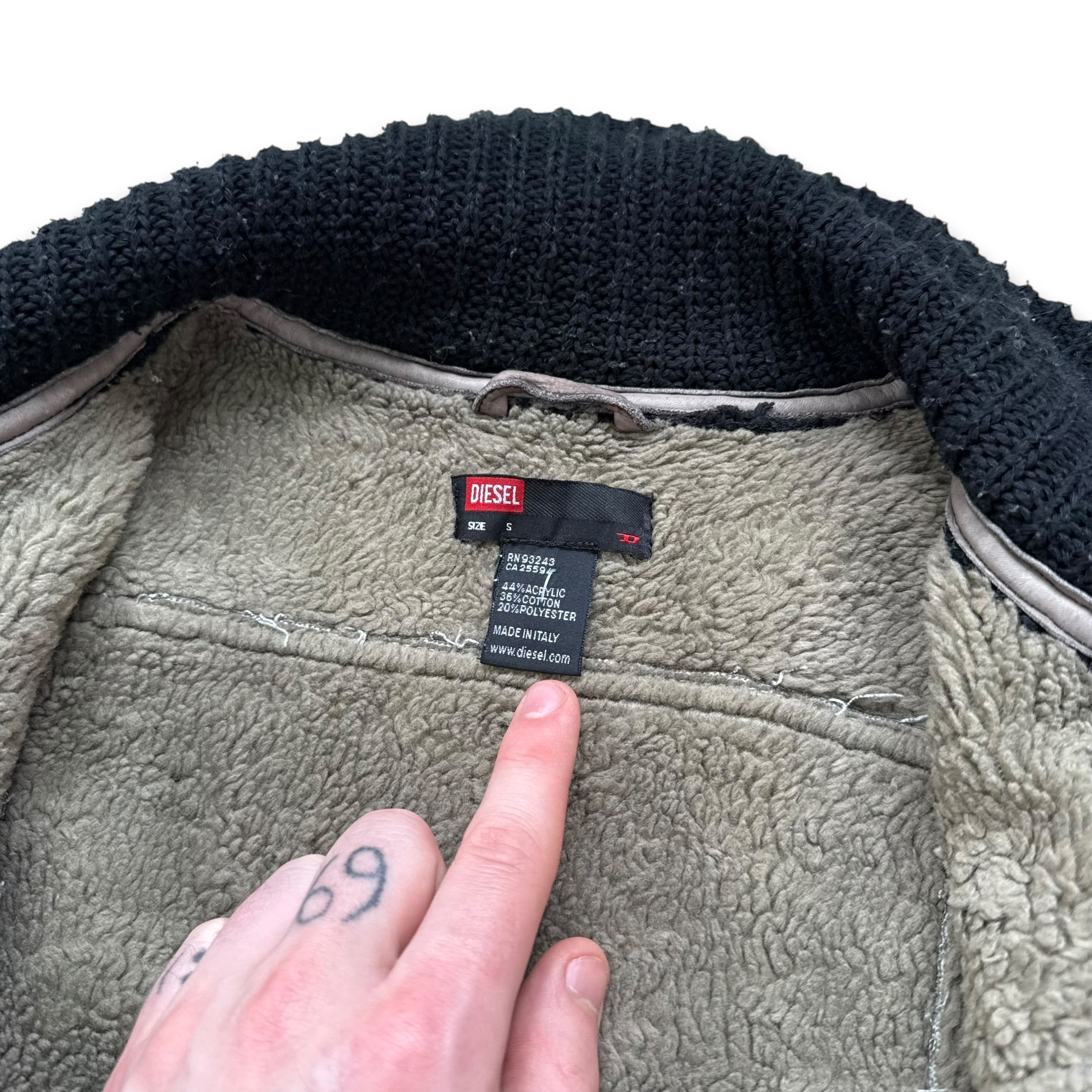 Diesel 2000's distressed panelled fitted high collar jacket (S)