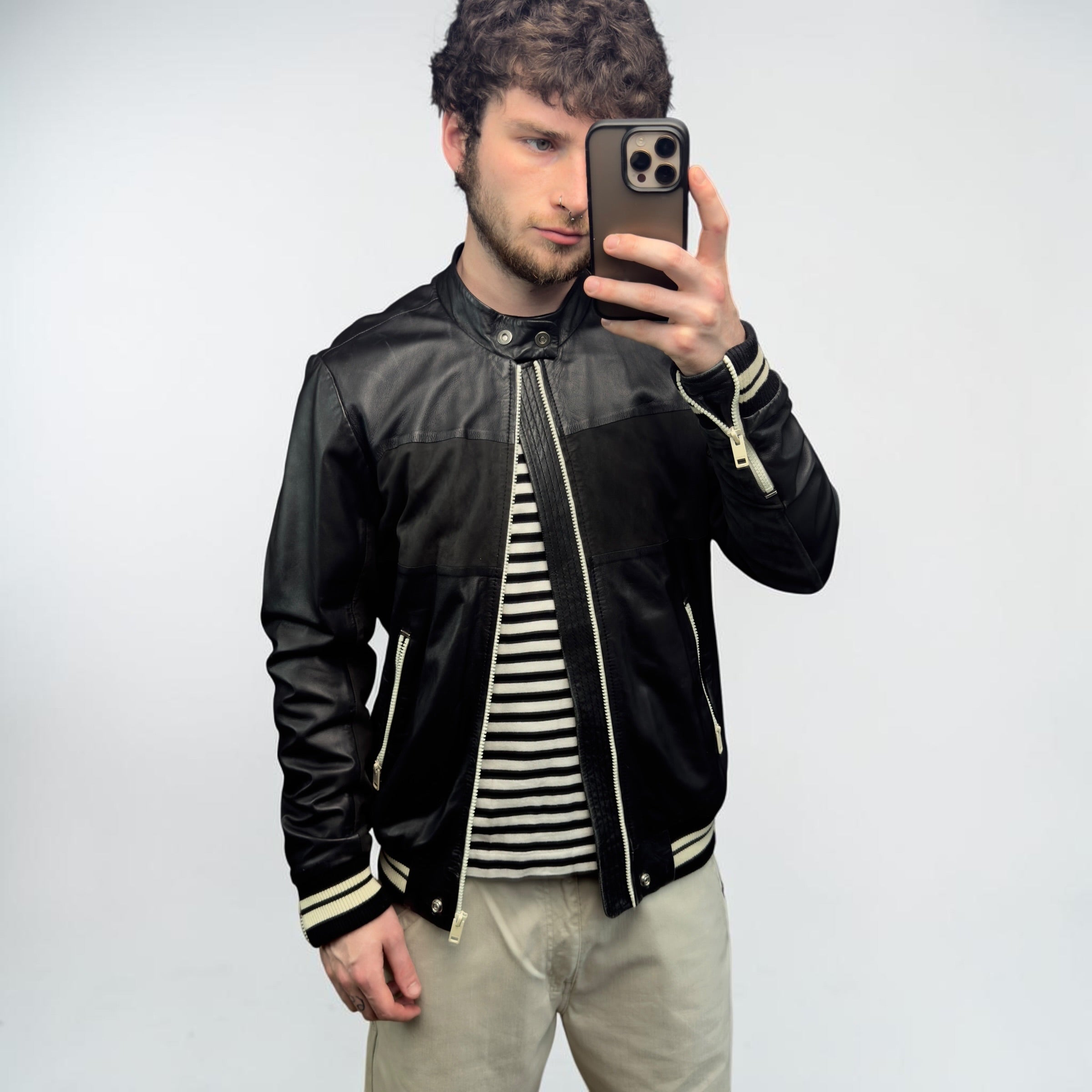 Diesel 2000's lamb skin leather zip up jacket (S)