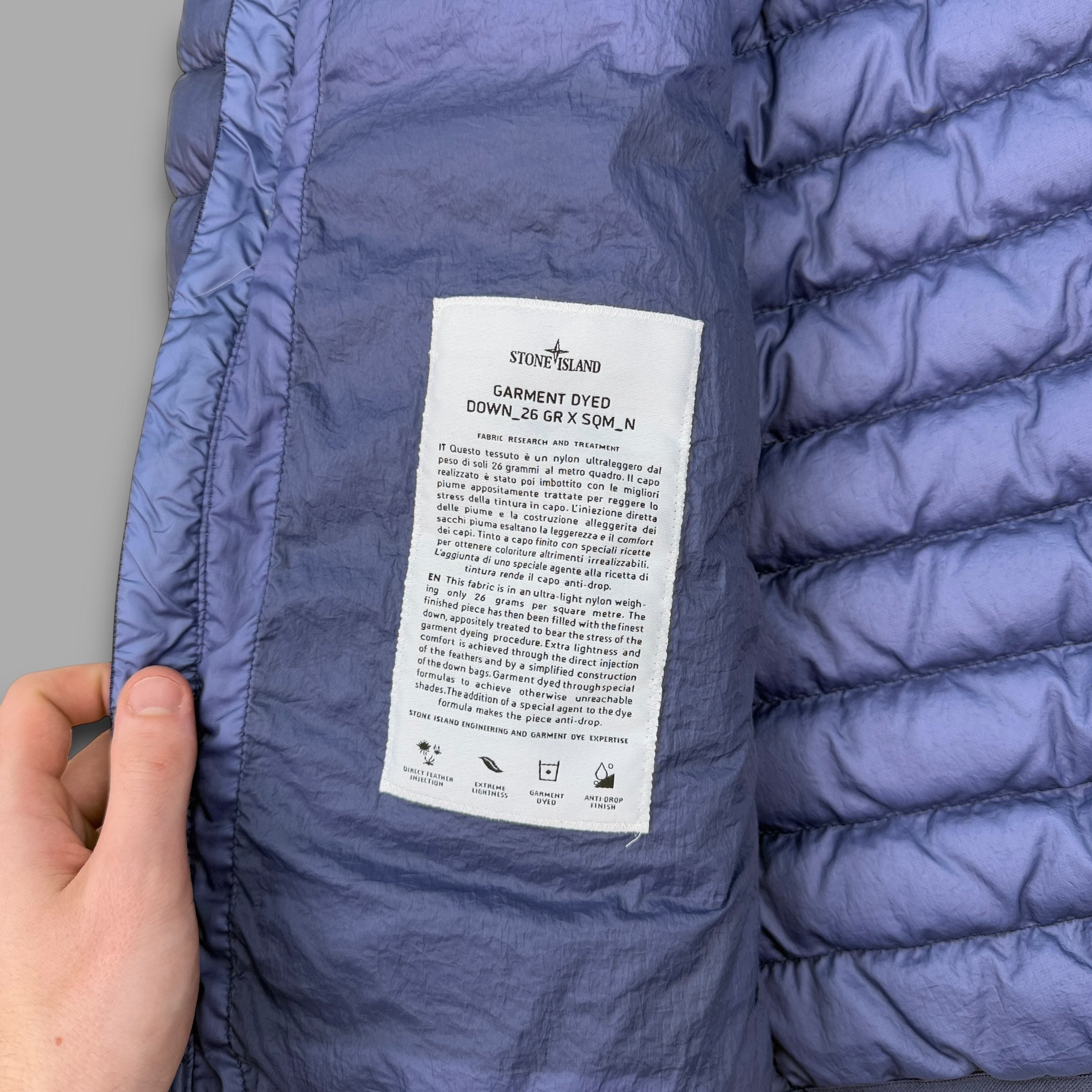 Stone island garment dyed downfilled puffer jacket (M)
