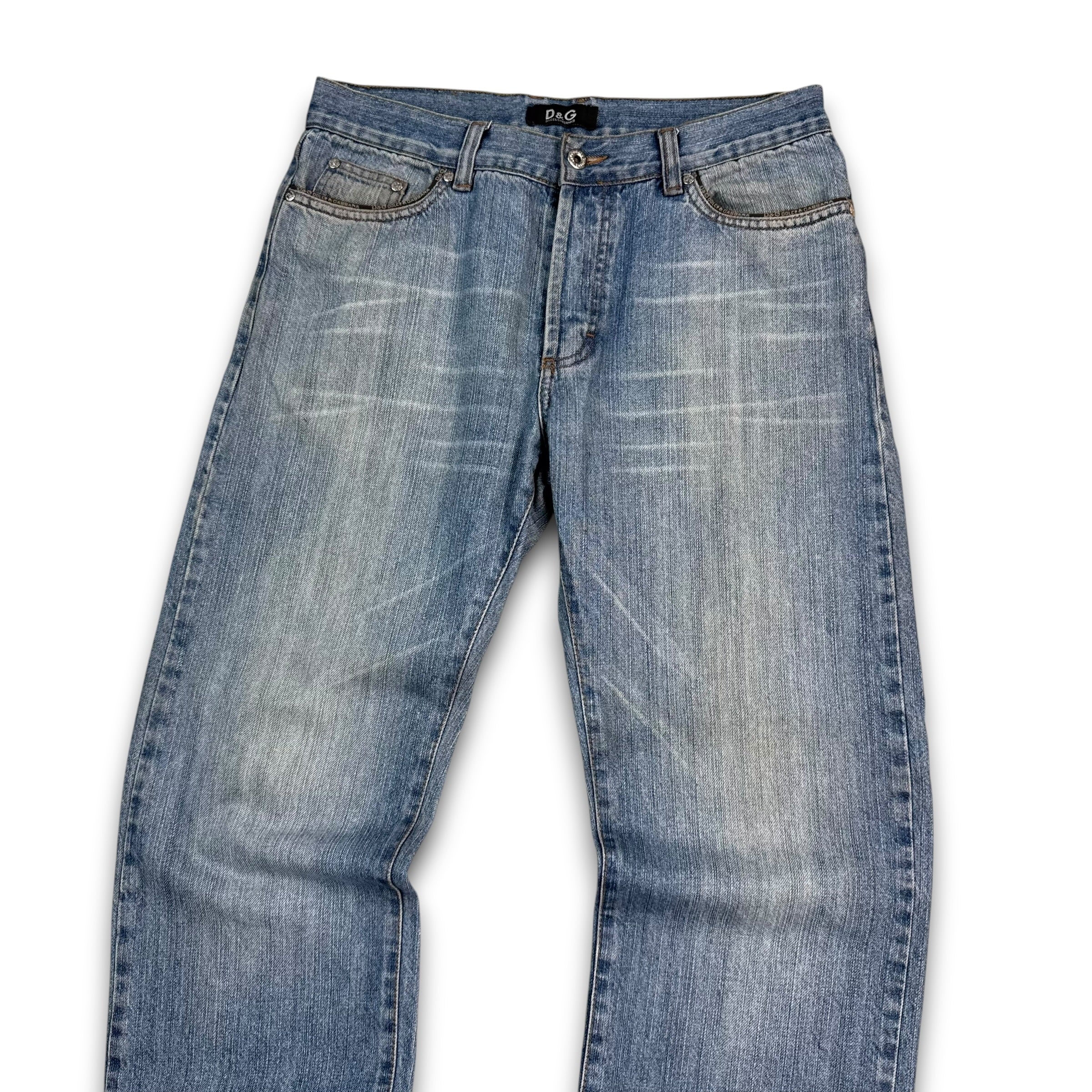 Dolce and gabbana 2000's relaxed washed denim straight leg jeans (S)