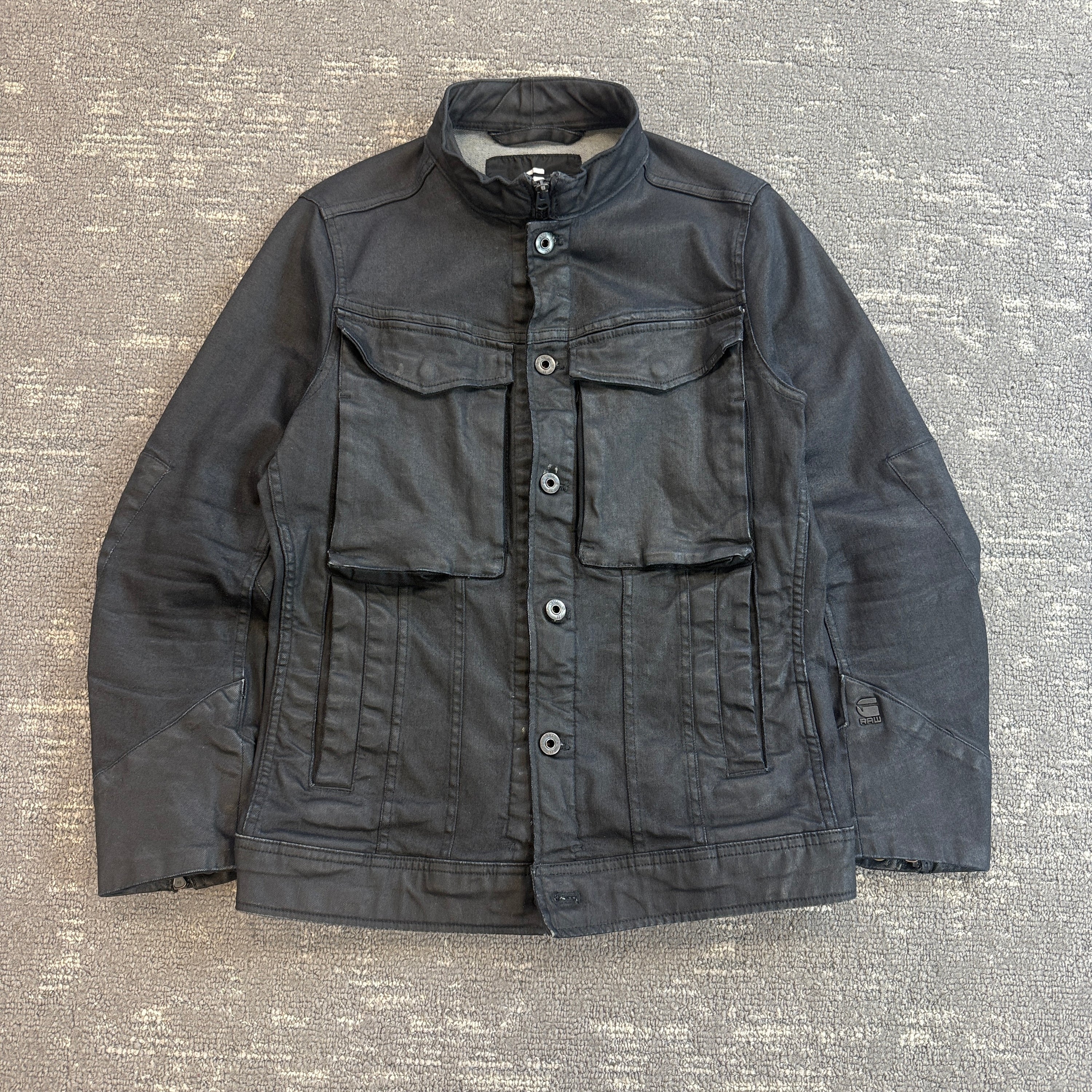 Gstar RAW multi-pocket zip up military wax jacket (S)