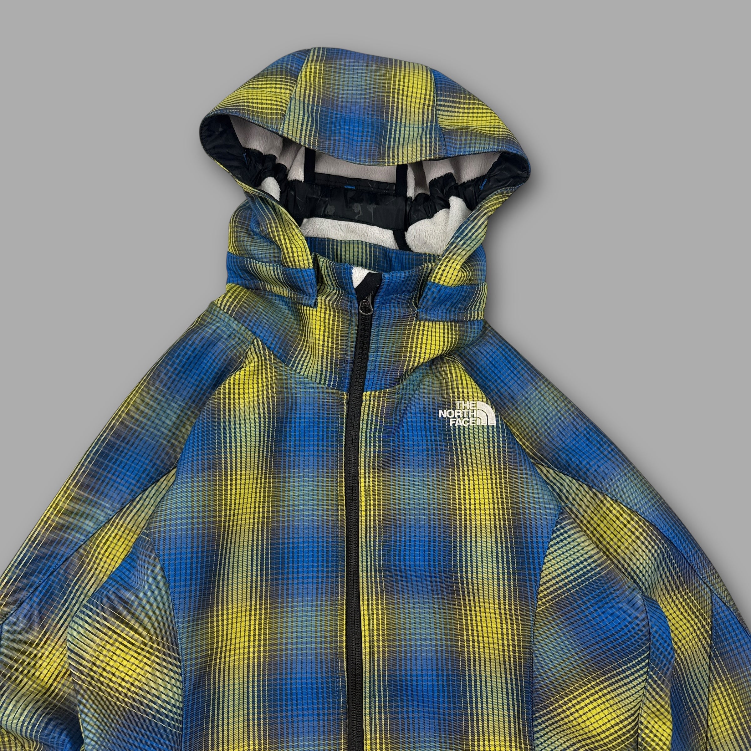 The north face 2005 technical plaid fleece lined softshell jacket (M) wms