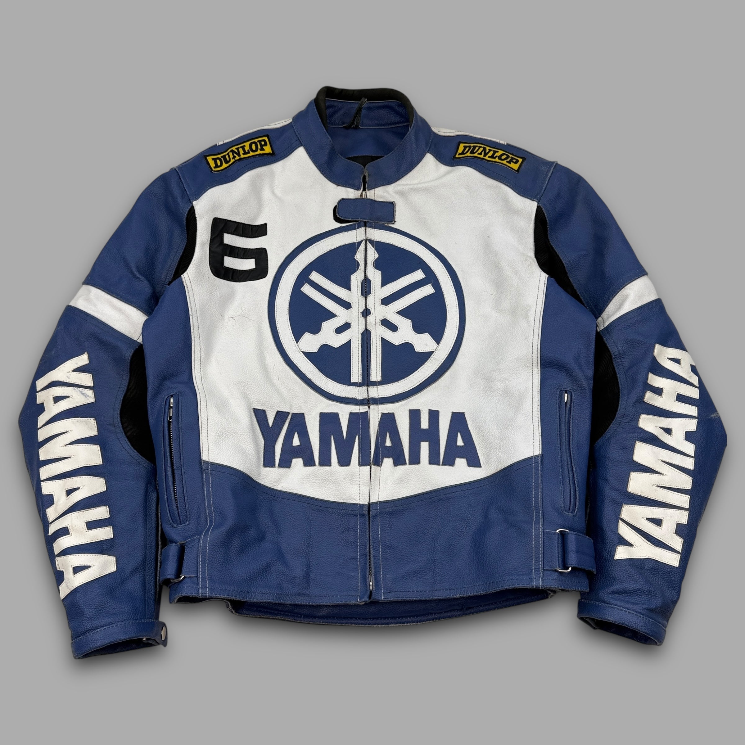 Yamaha 2000's leather padded full-zip biker racing jacket (M-L)