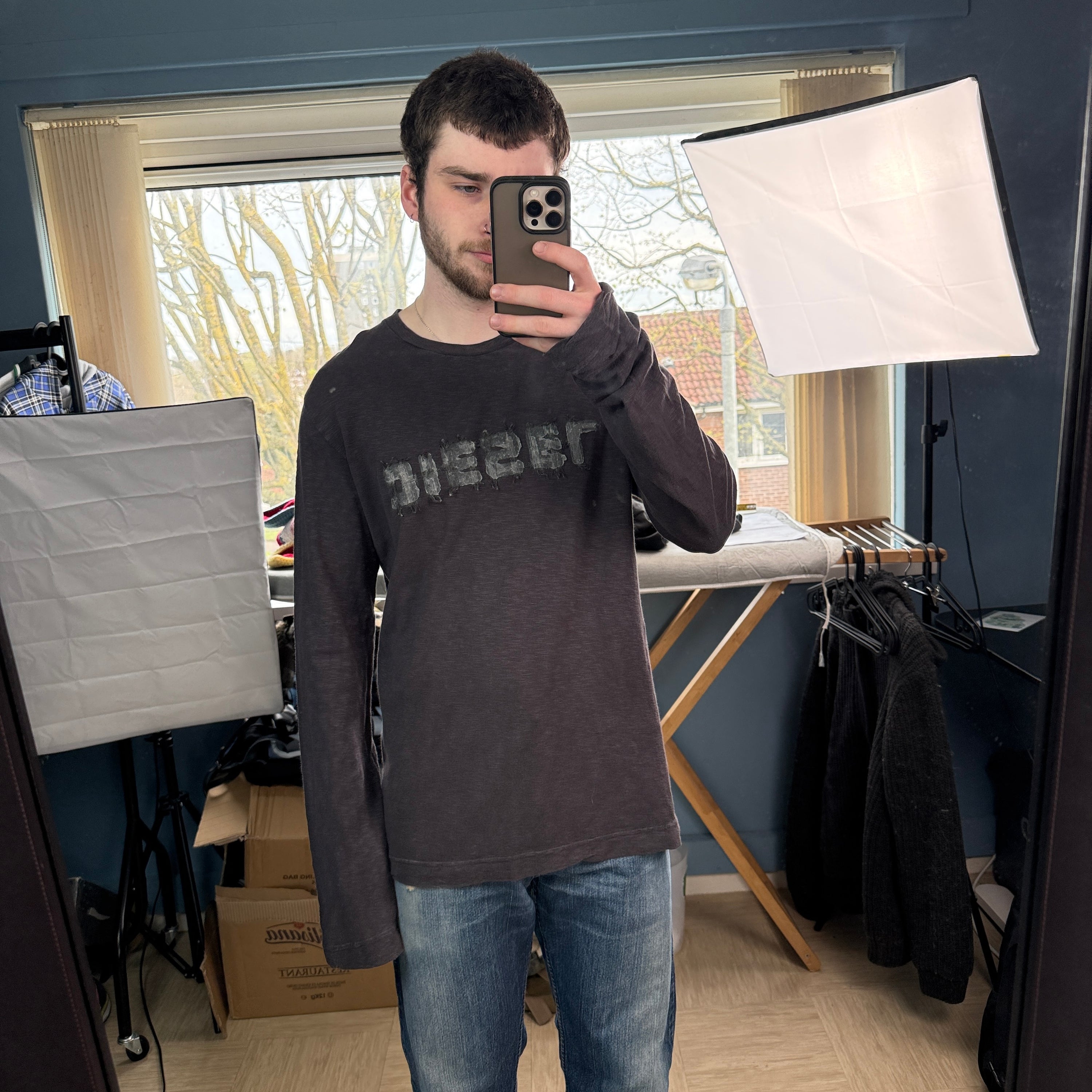 Diesel 2000's graphic backwards spellout long sleeve (L)