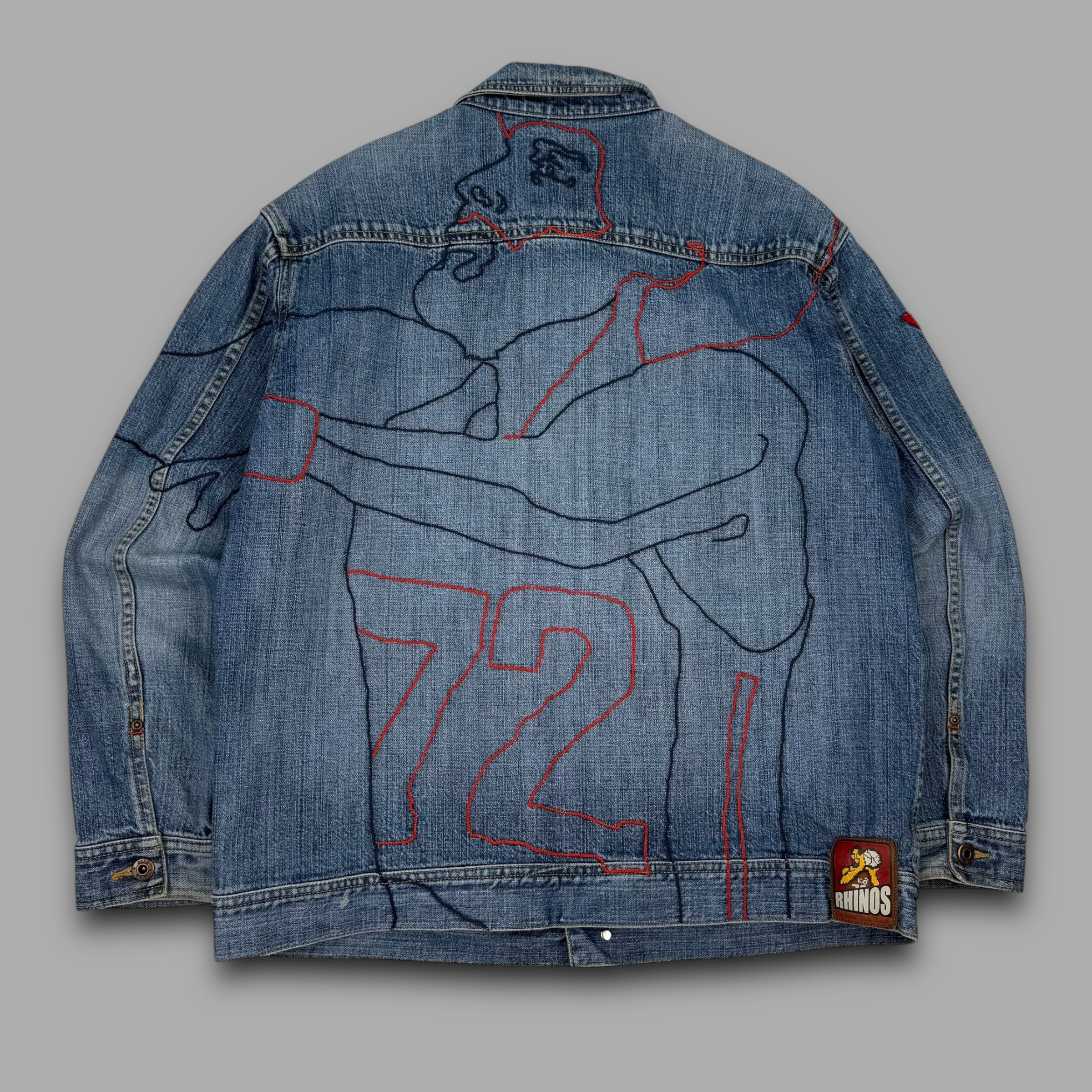 Ecko 2000's embroidered graphic denim jacket (M)