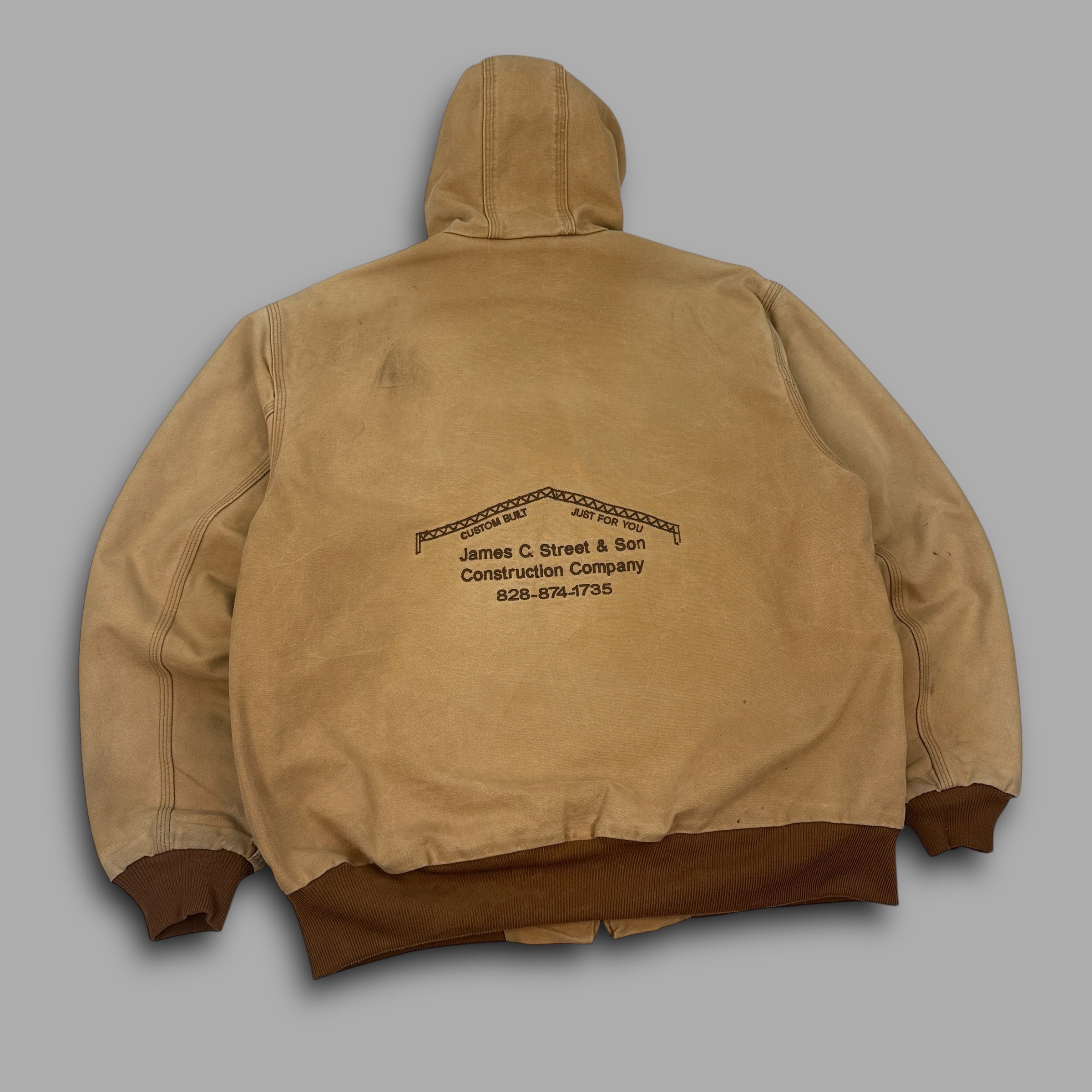Carhartt 2000's zip-up embrodiered work wear hooded jacket (XL)
