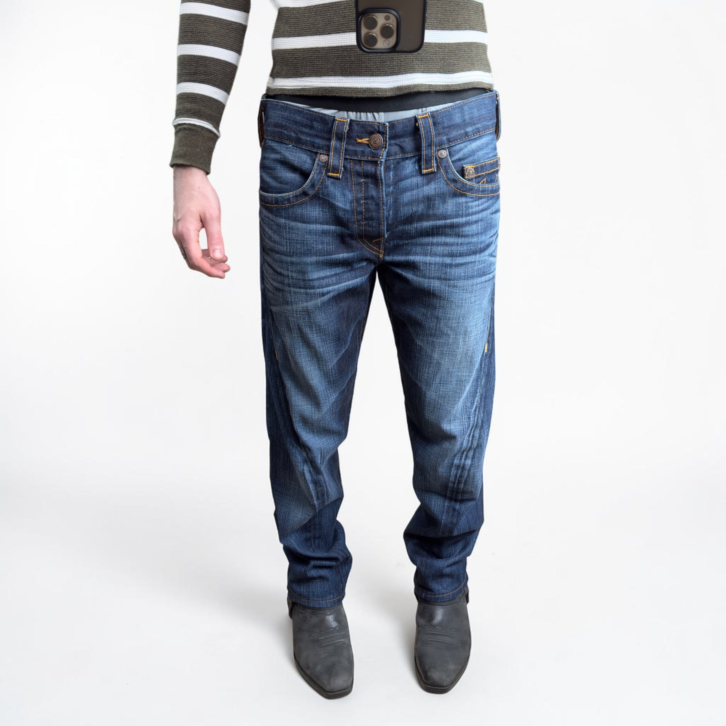 True religion 2000's twisted denim straight leg jeans (S)