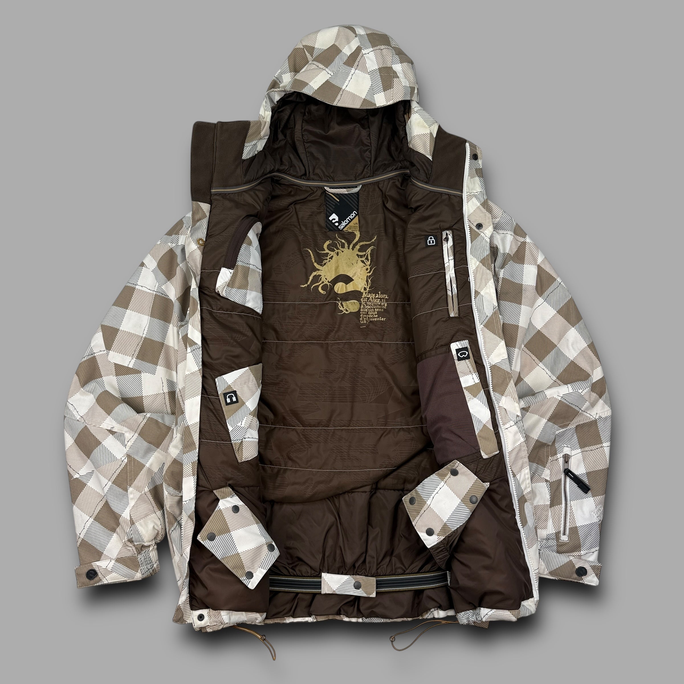 Salomon 2009 technical vented plaid clima-pro softshell ski jacket (L)