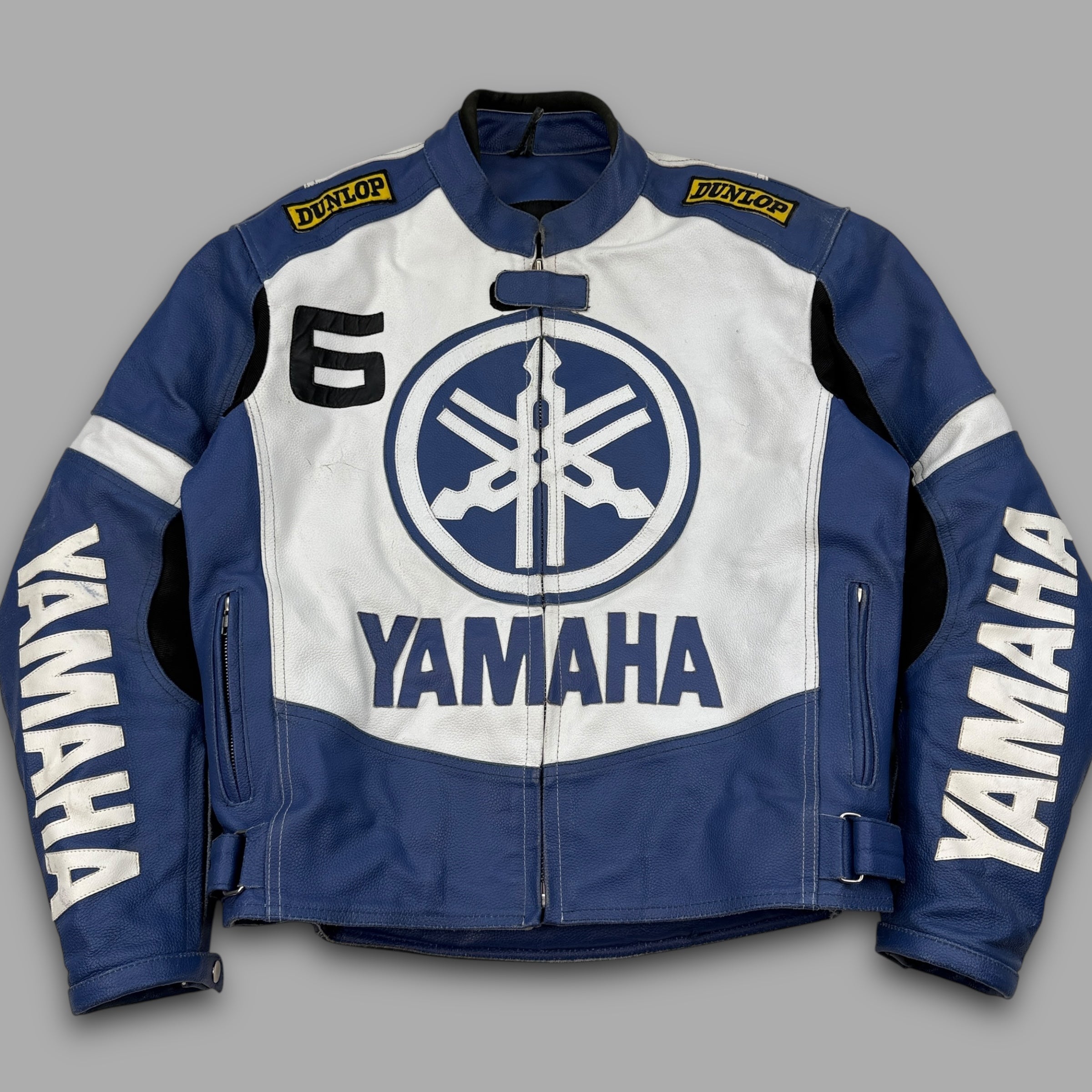 Yamaha 2000's leather padded full-zip biker racing jacket (M-L)