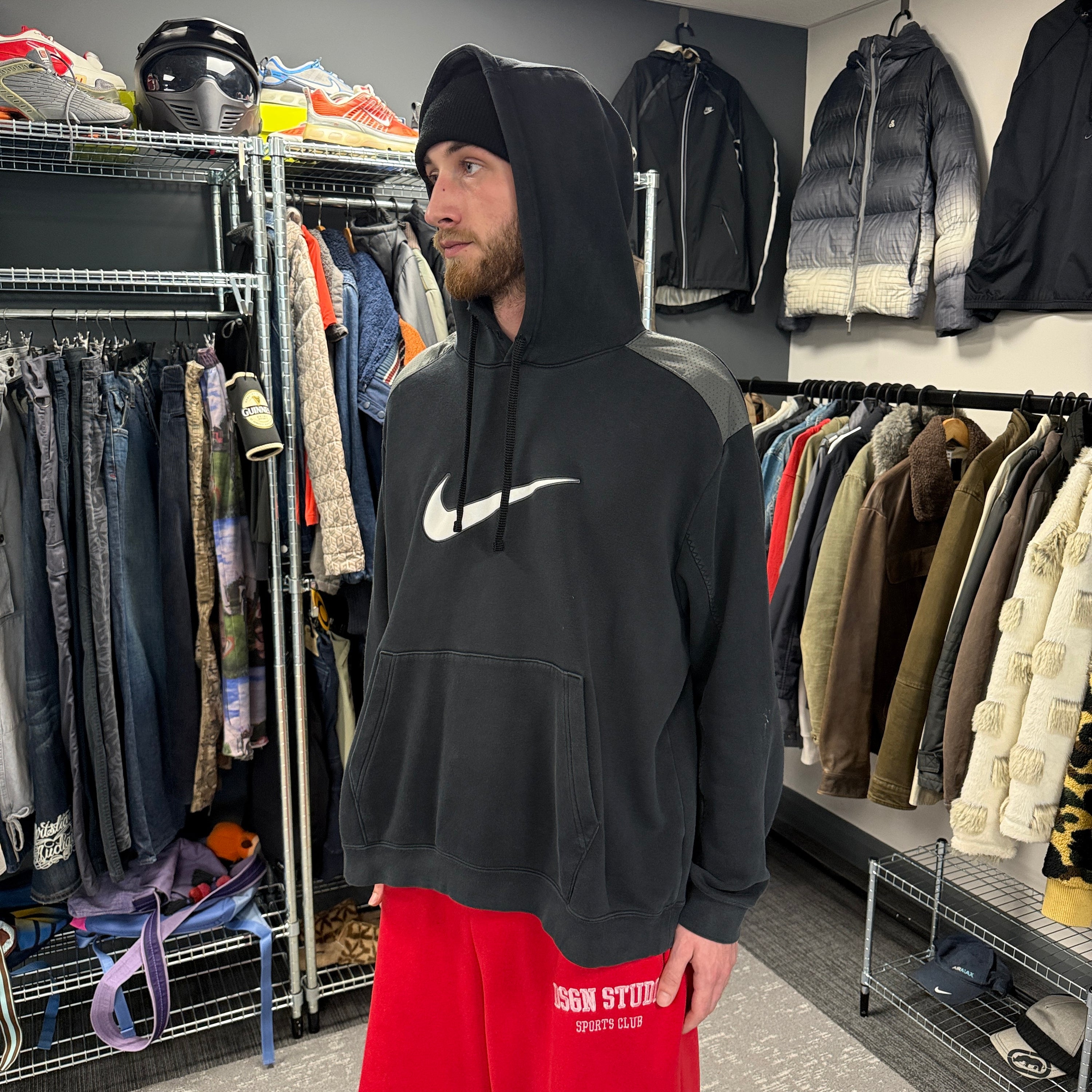 Nike 2000's graphic centre swoosh pullover hoodie (XXL)