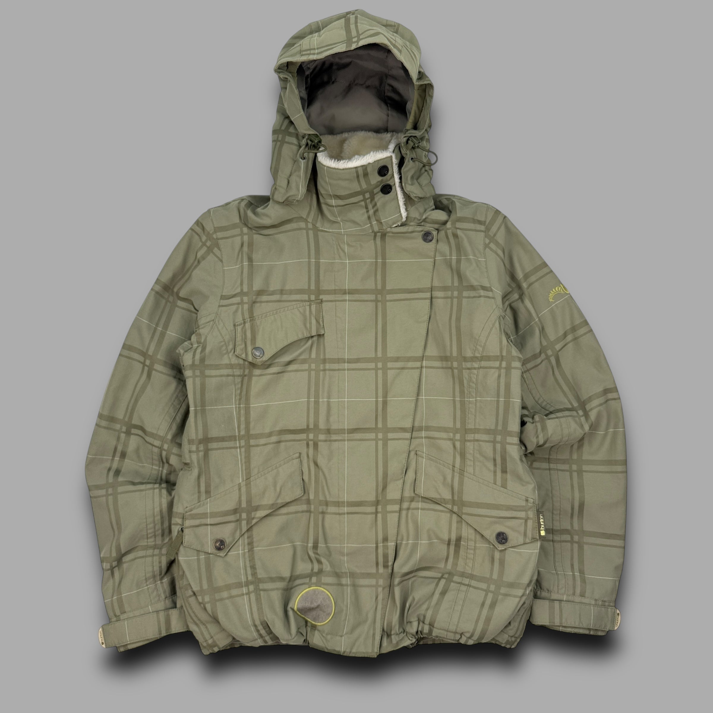 Burton 2000's technical plaid magnetic closure softshell ski jacket (S)