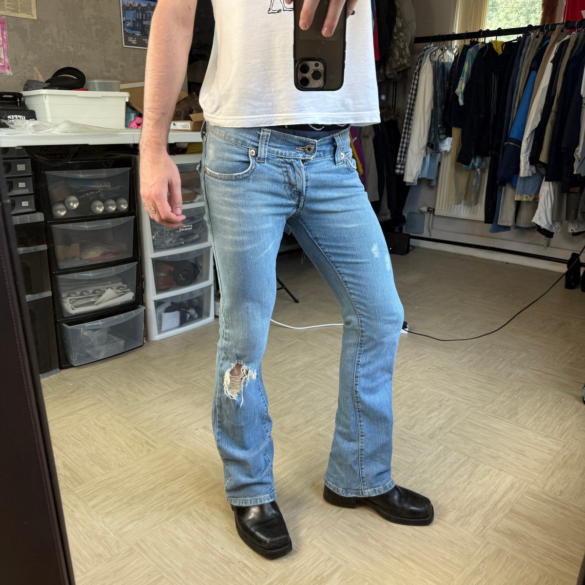 Levi 527 2000's slouch flare denim jeans (S)