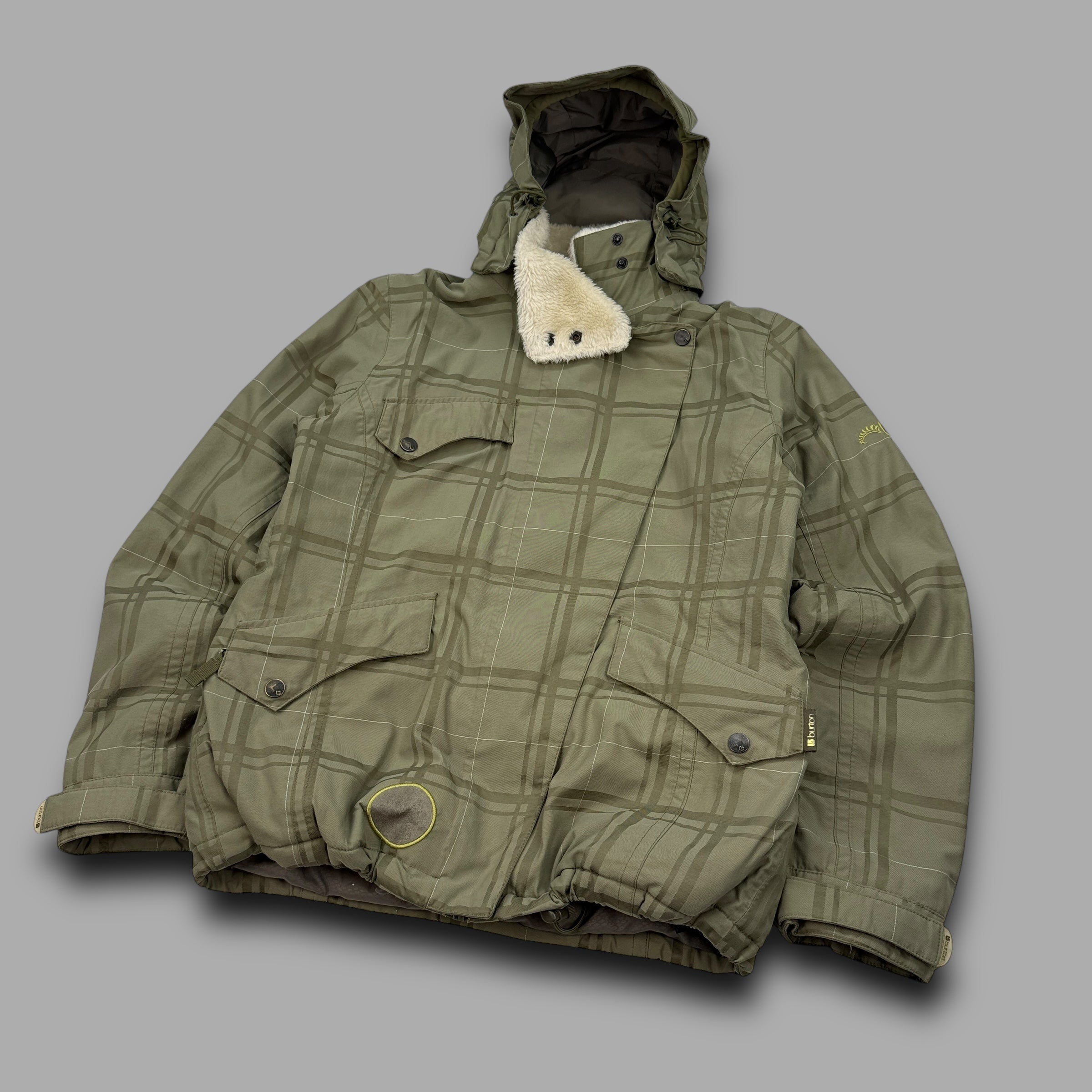 Burton 2000's technical plaid magnetic closure softshell ski jacket (S)