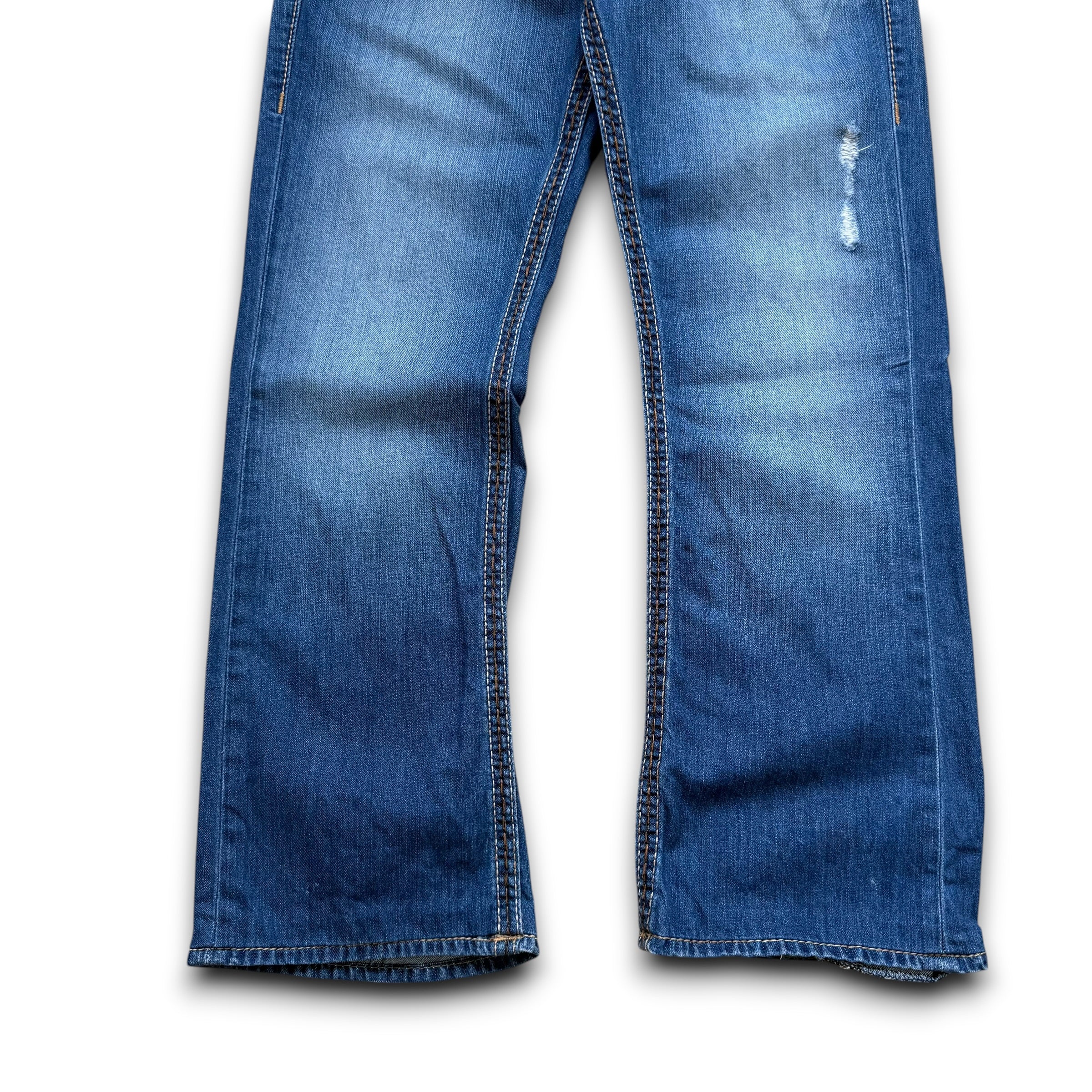 True religion 2000's big contrast stitch denim bootcut jeans (M)