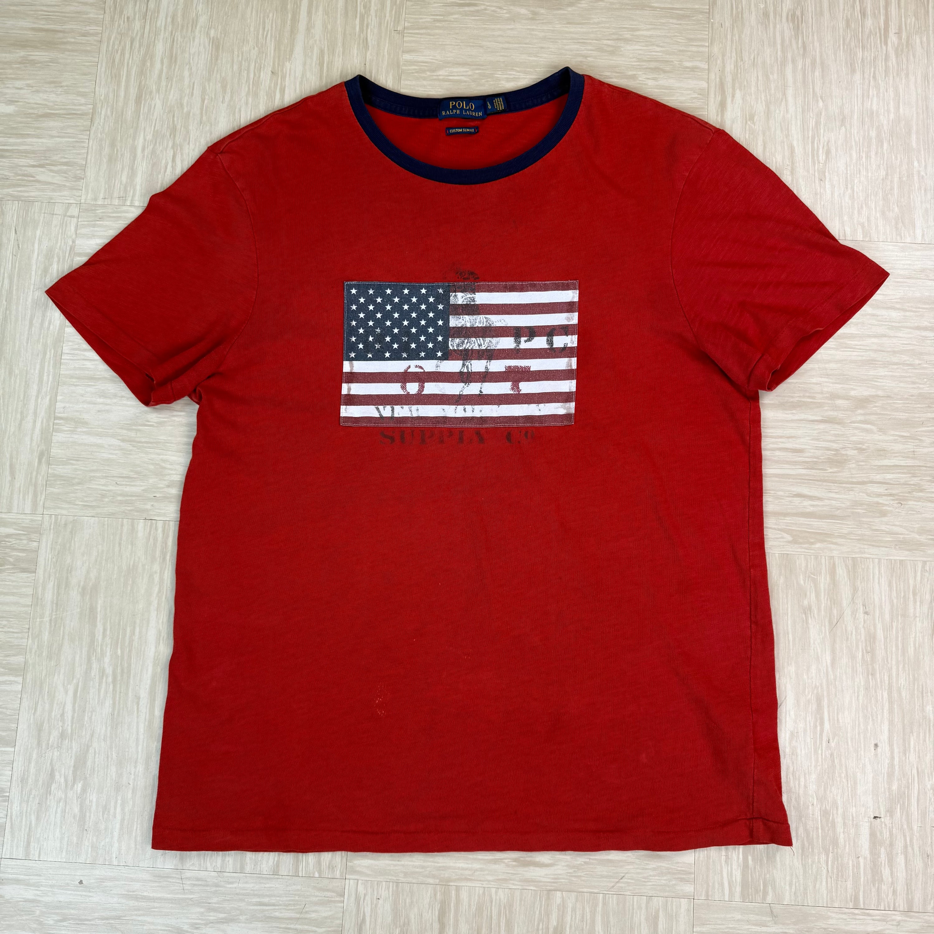 Ralph Lauren 2000's embroidered USA flag graphic tee (L)