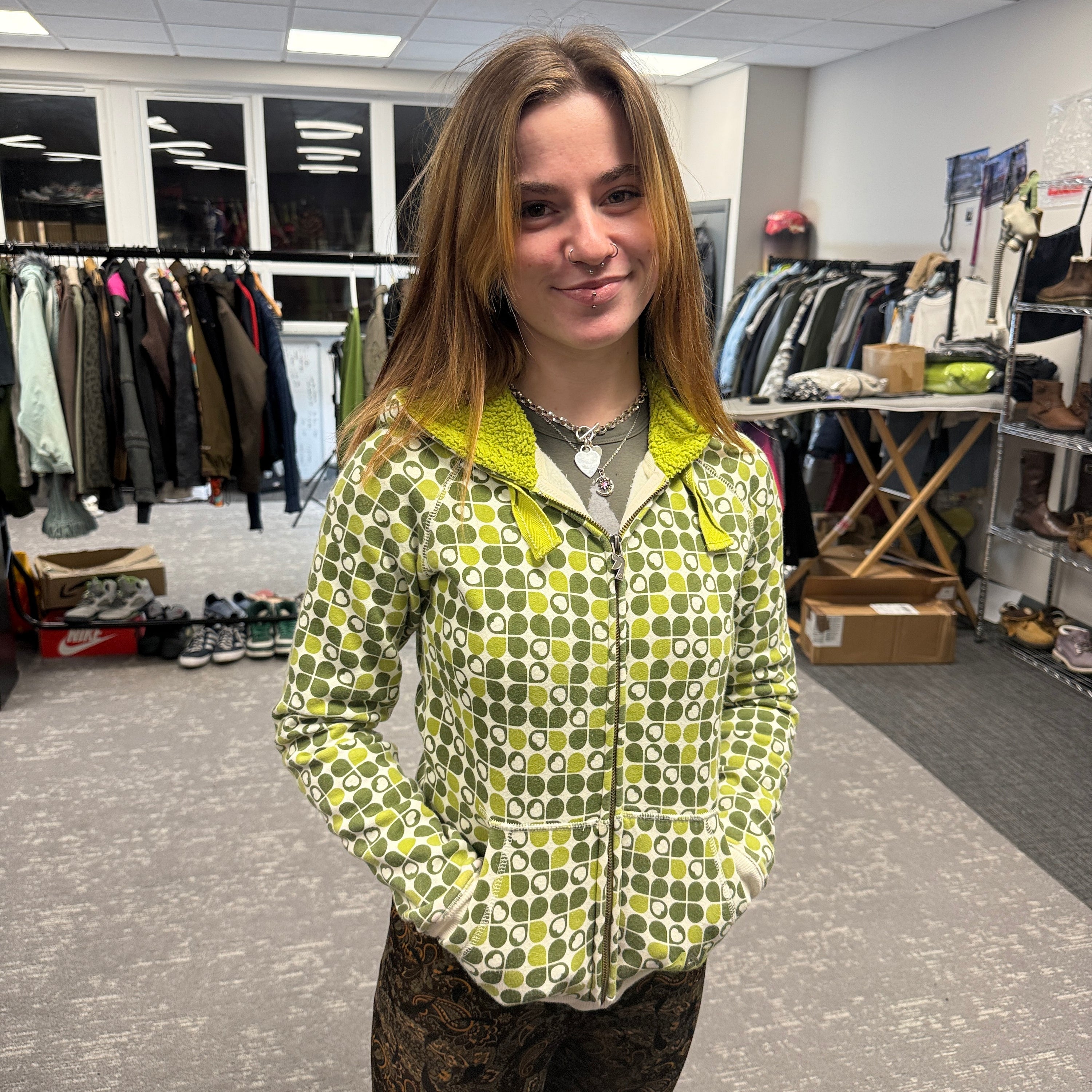 Animal 2000's graphic monogram fleece lined zip up hoodie (S) wms