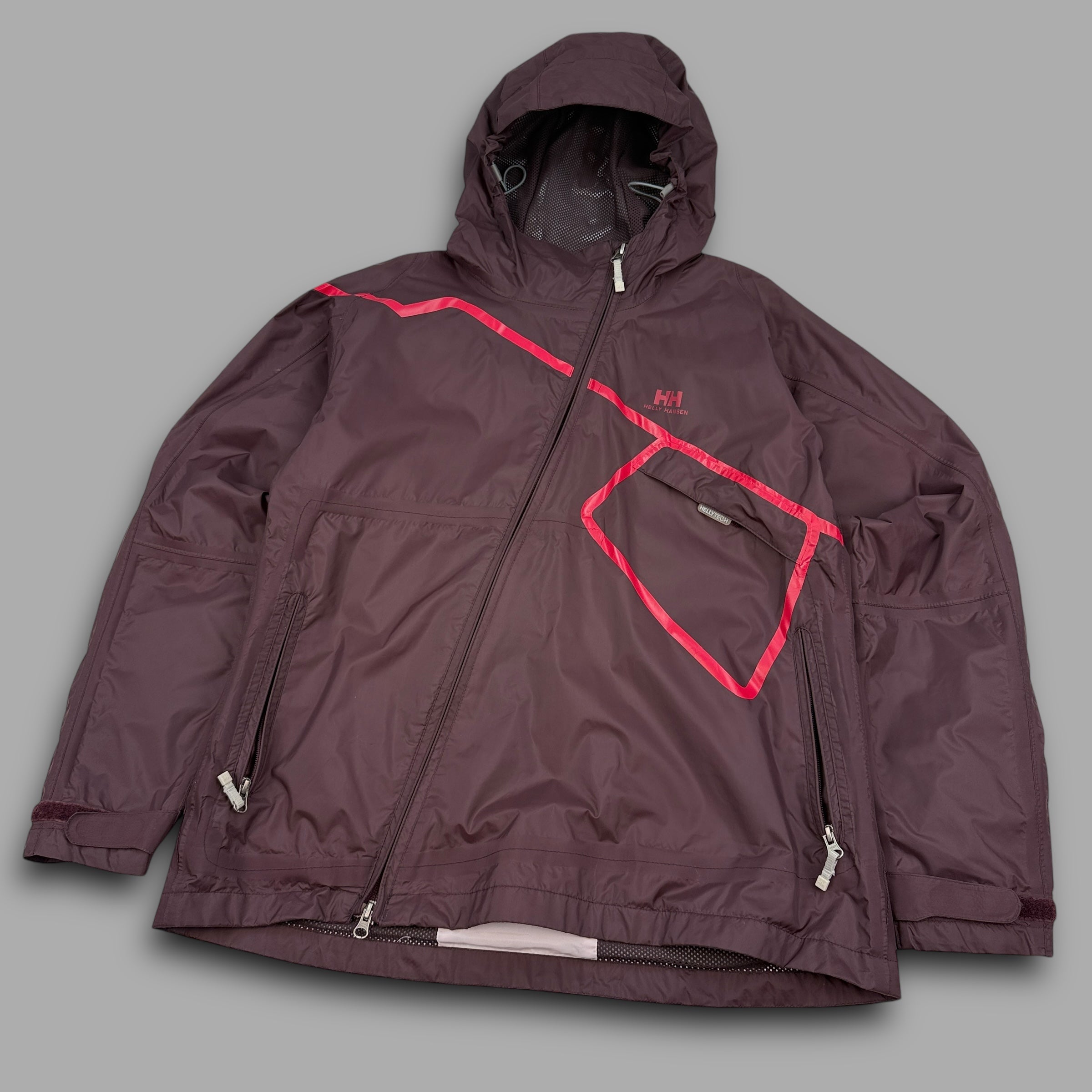 Helly Hansen 2000's technical hooded rain jacket with asymmetrical zip (M) wms