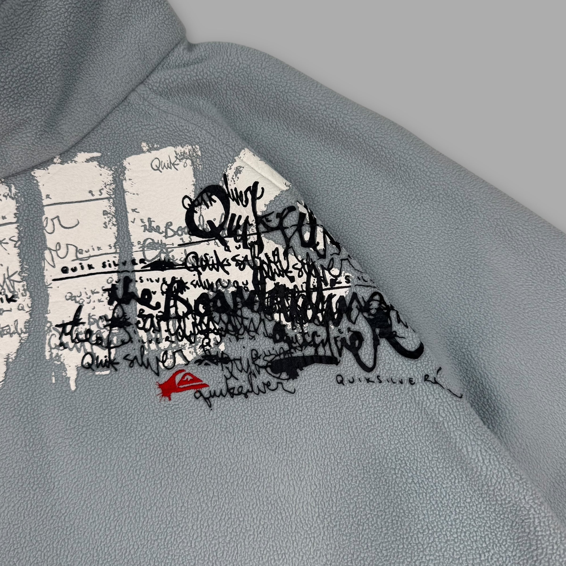 Quiksilver 2000's technical asymmetrical zip graphic spellout fleece (L)