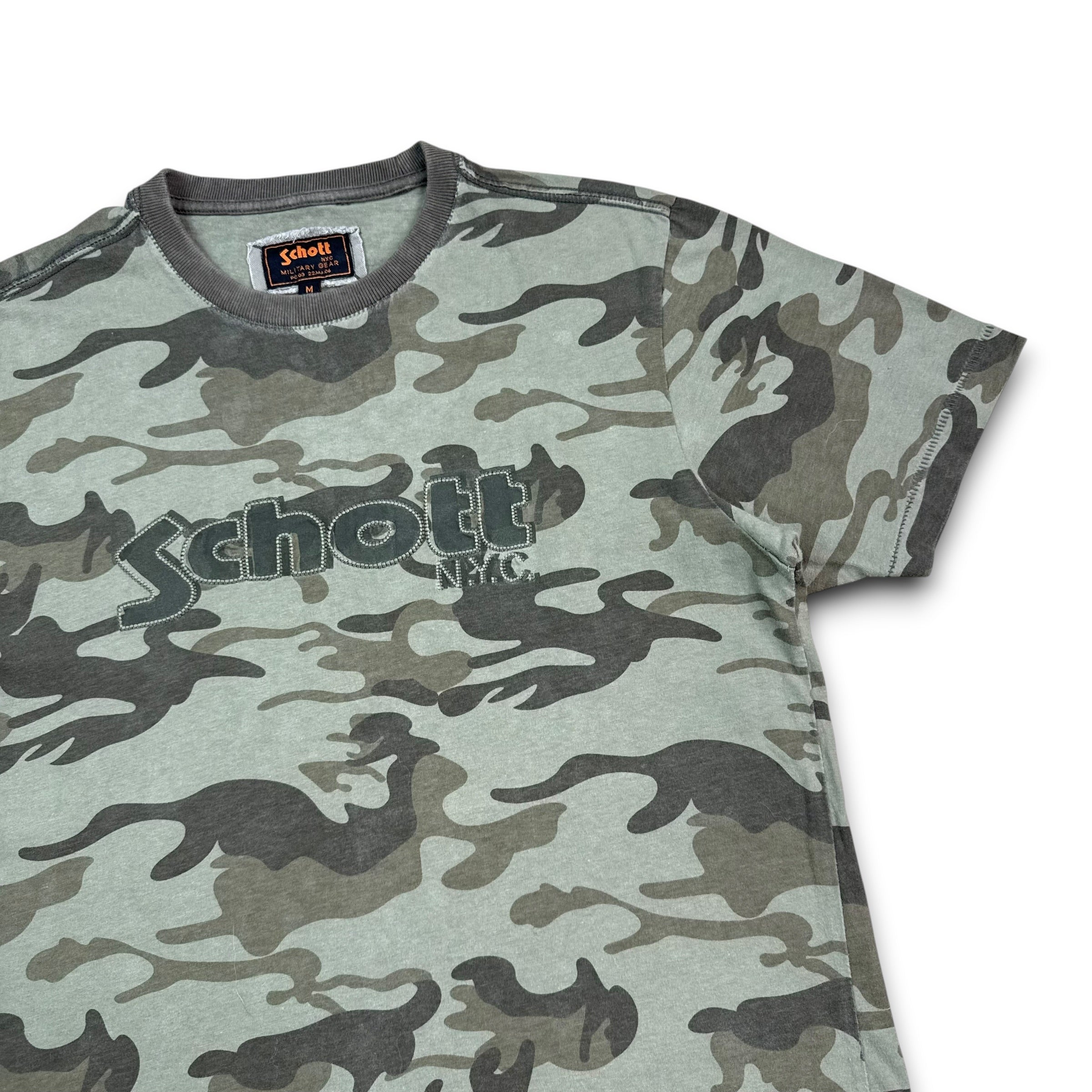 Schott NYC 2000's graphic embroidered camo tee (M)