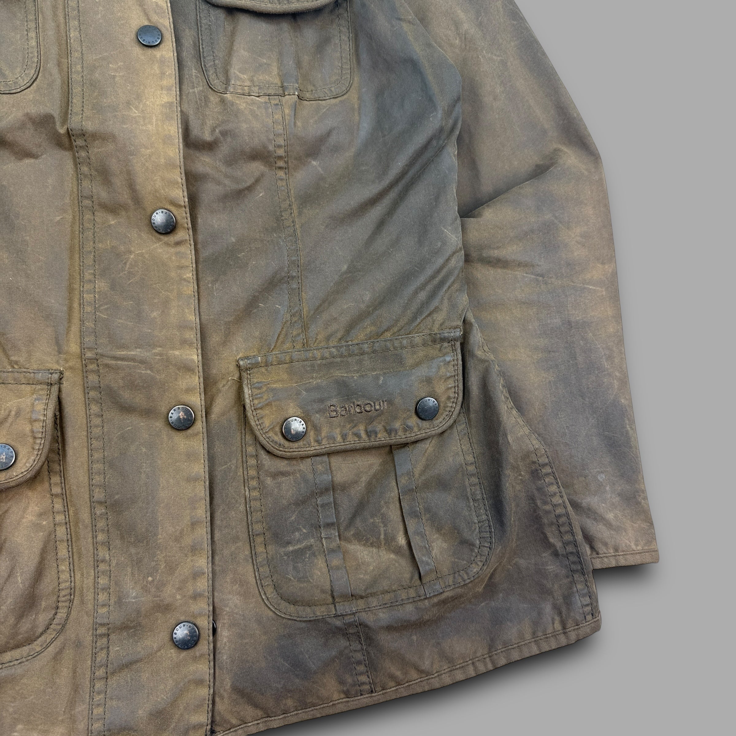 Barbour 2000's waxed zip up multi pocket utility jacket (S) wms