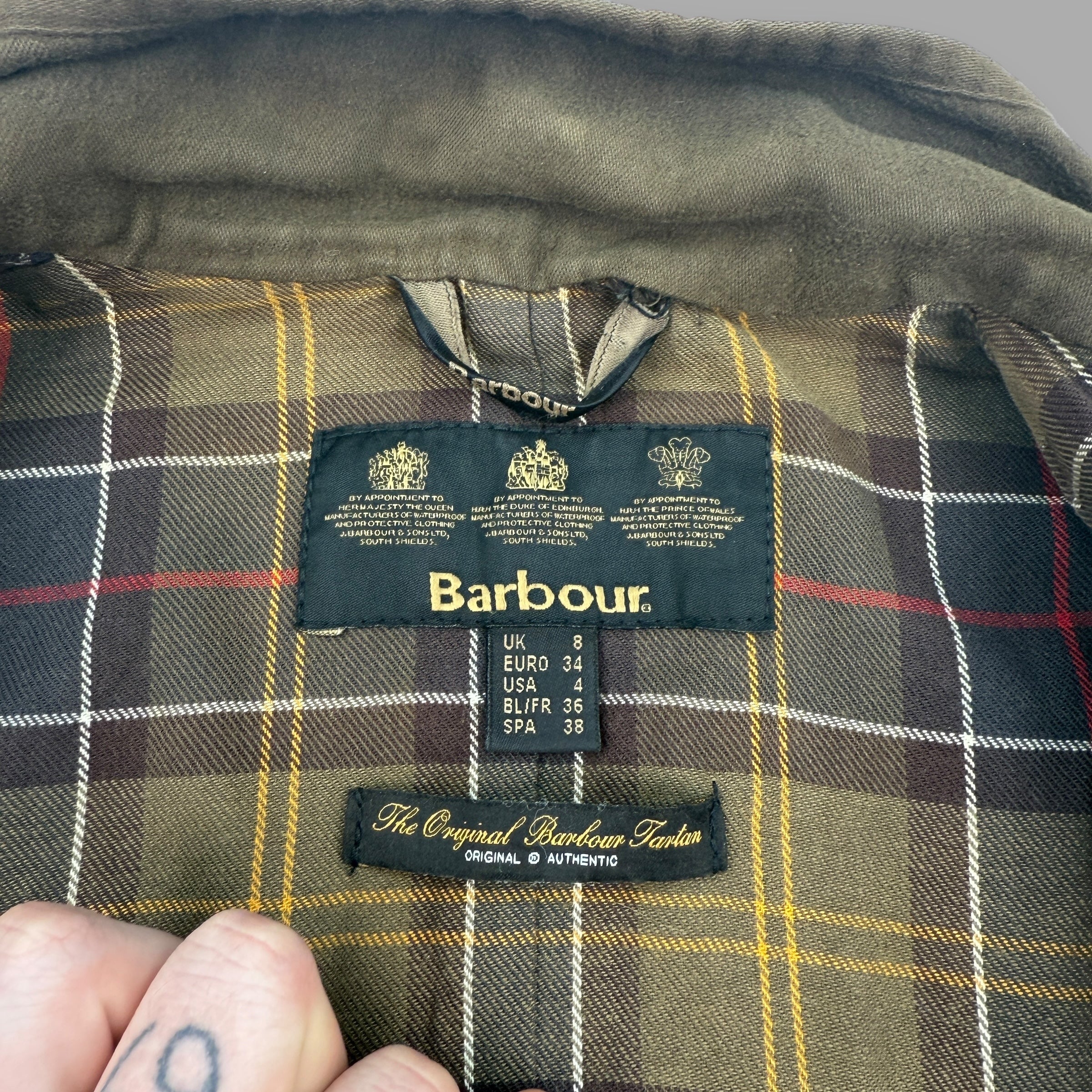 Barbour 2000's waxed zip up multi pocket utility jacket (S) wms