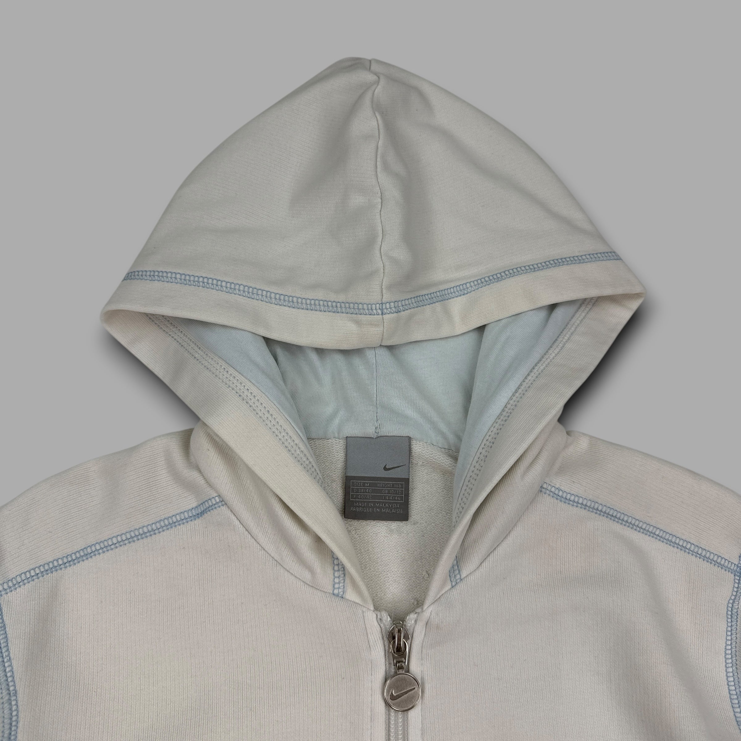 Nike 2000's spellout contrast stitch embroidered zip up hoodie (M) wms