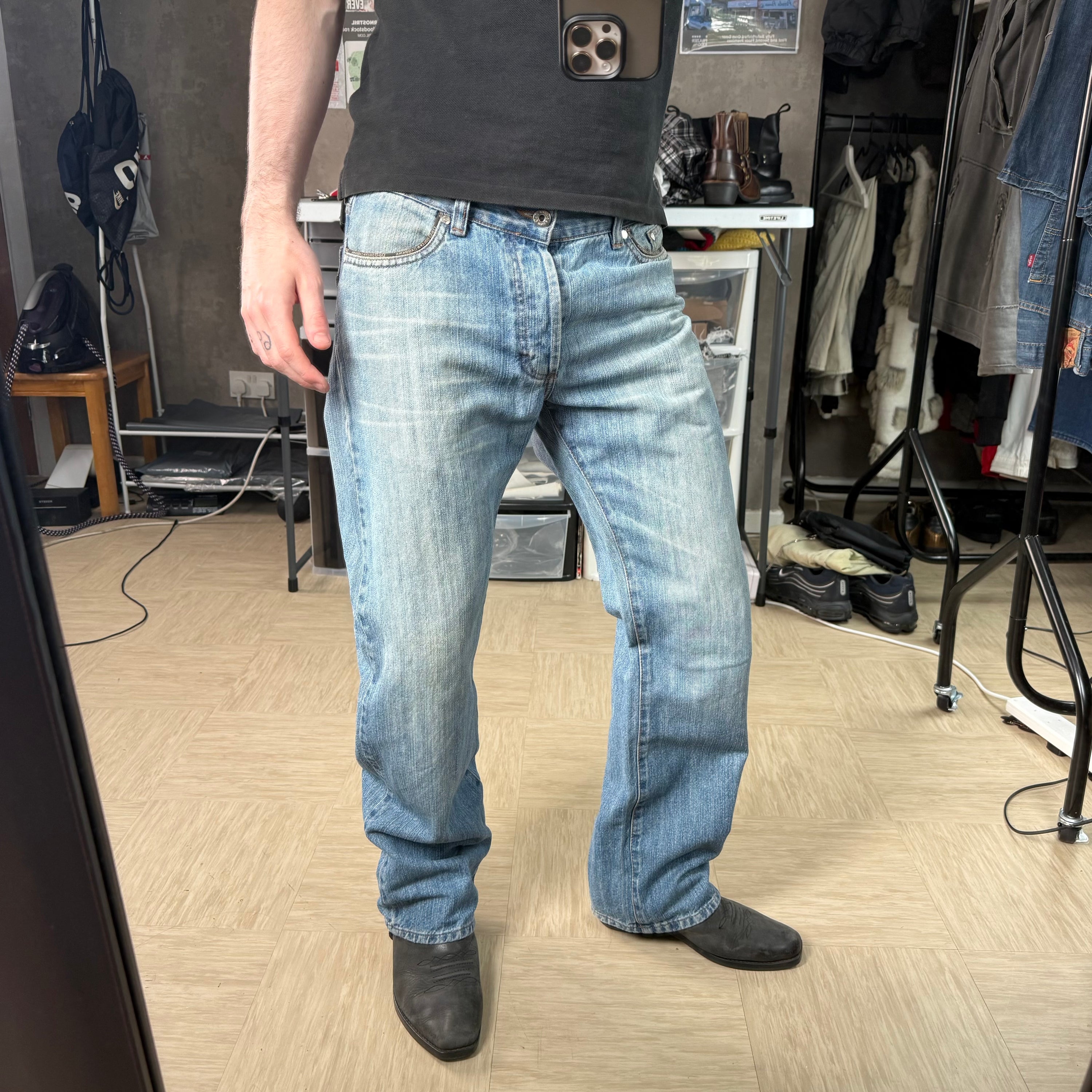 Dolce and gabbana 2000's relaxed washed denim straight leg jeans (S)