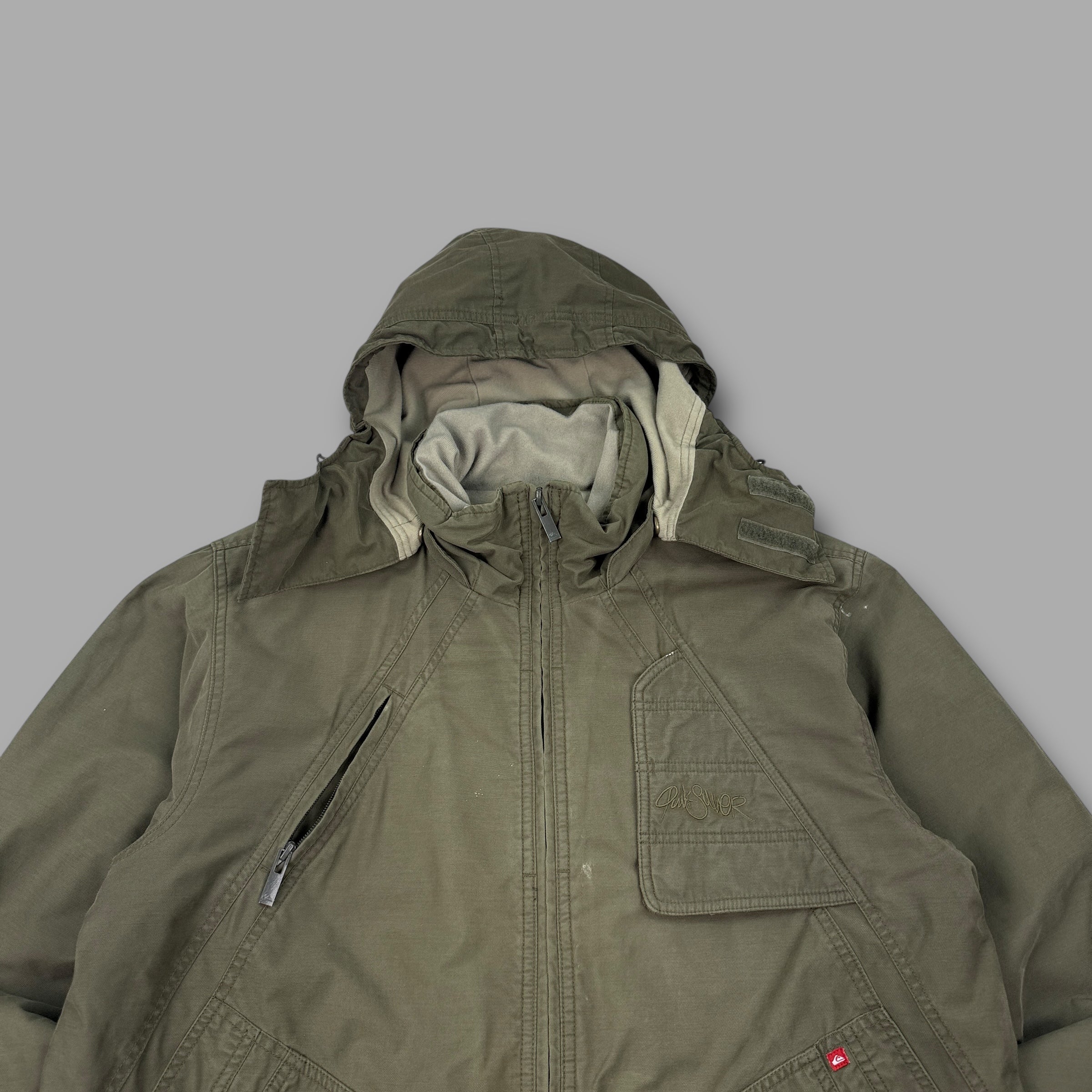 Quiksilver 2000's technical multi-pocket riot mask parka jacket (M)