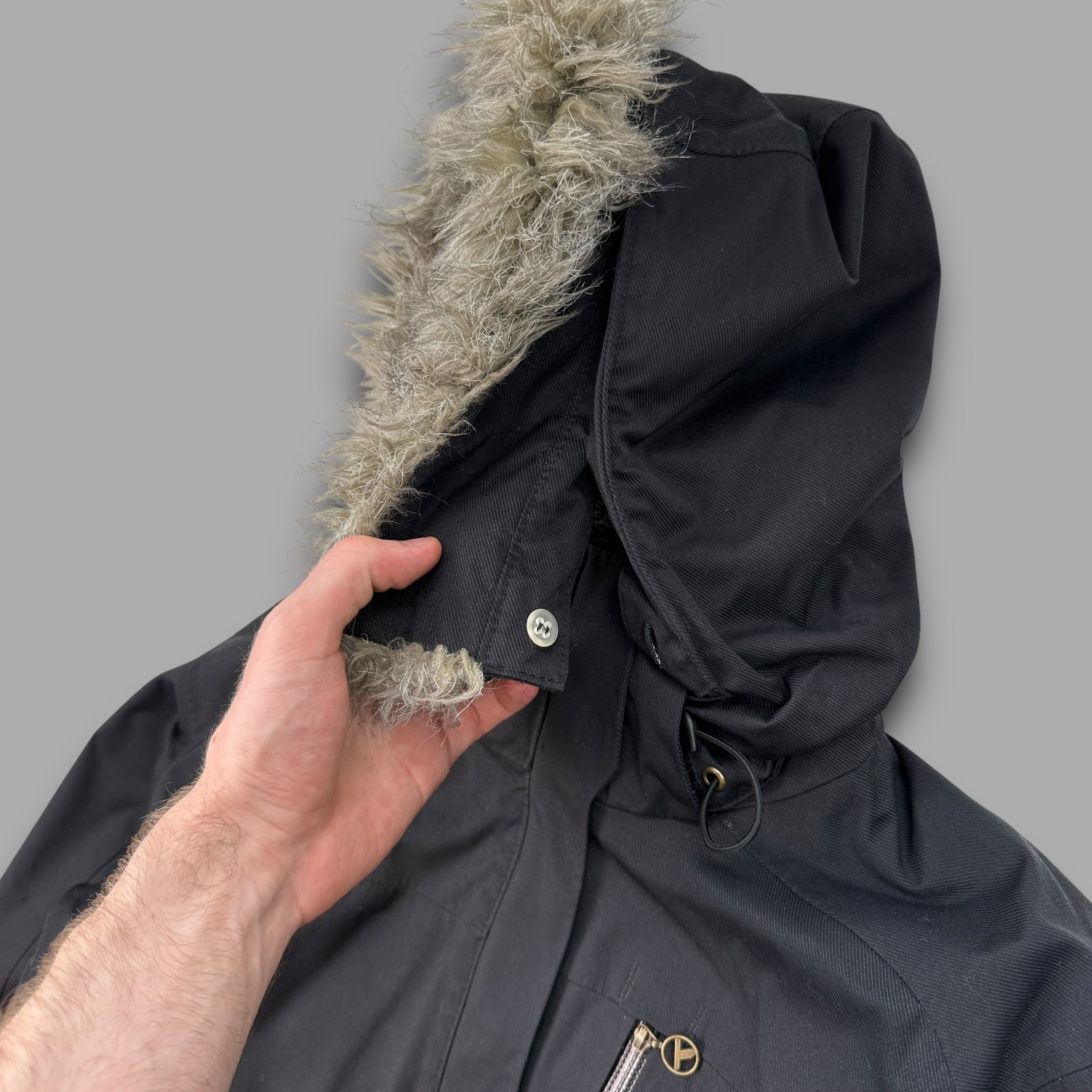 Columbia titanium 2000's technical fur hood waterproof shell jacket (M) wms