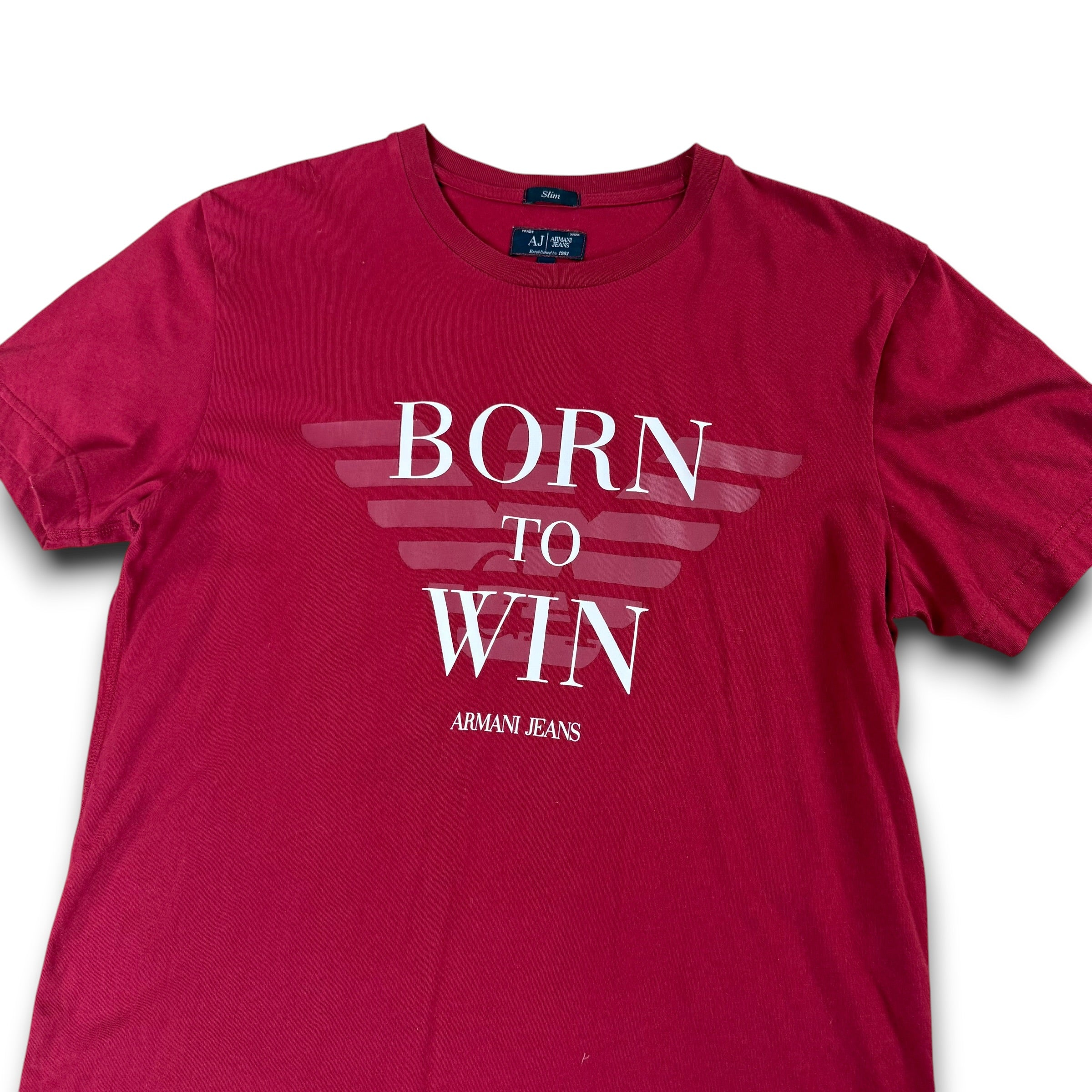 Armani jeans 2000's graphic 'born to win' slim fit tee (S)