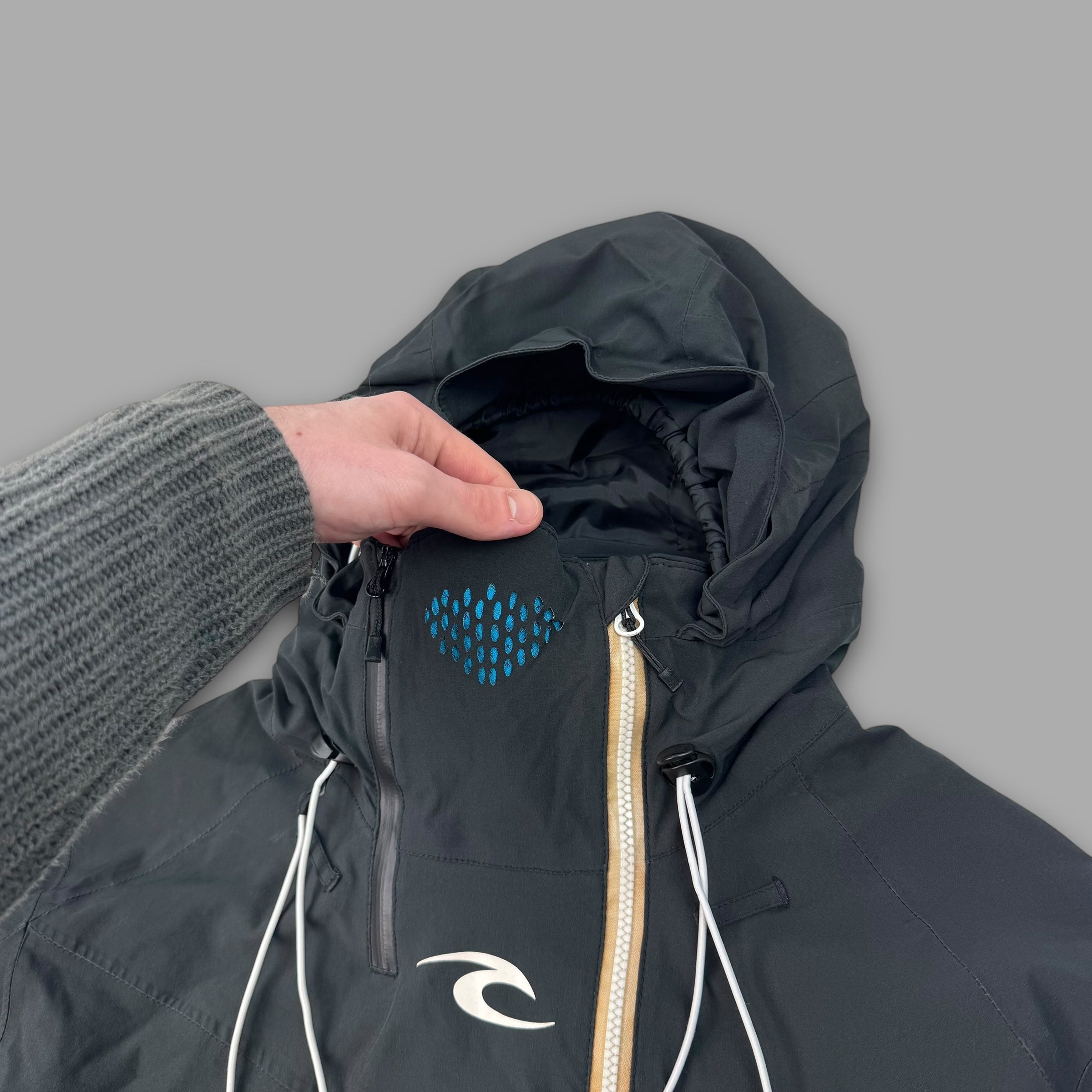 Ripcurl 2000's technical asymmetric dual zip softshell balaclava ski jacket (M-L)