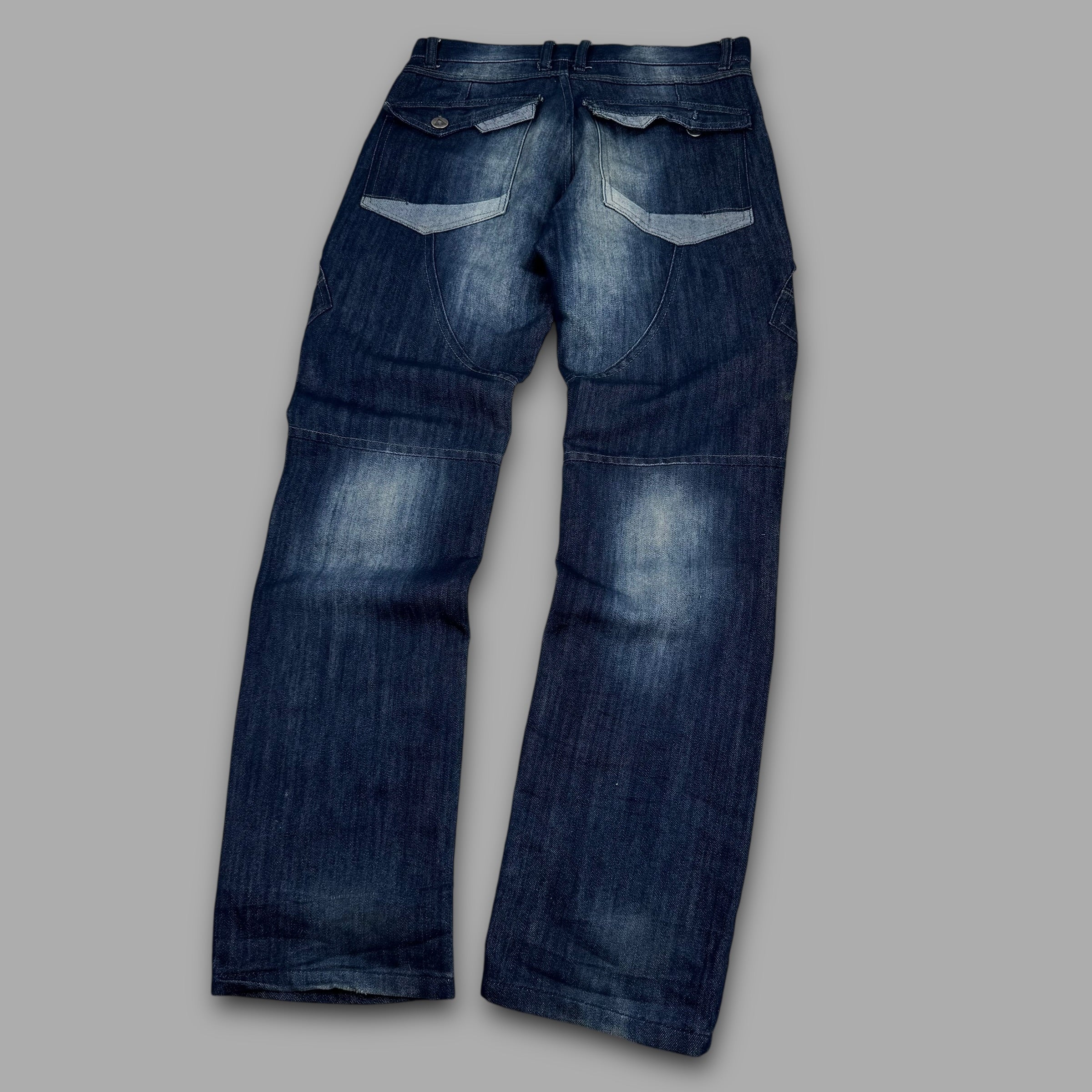 Airwalk 2000's dark faded relaxed fit denim cargo jeans (M-L)