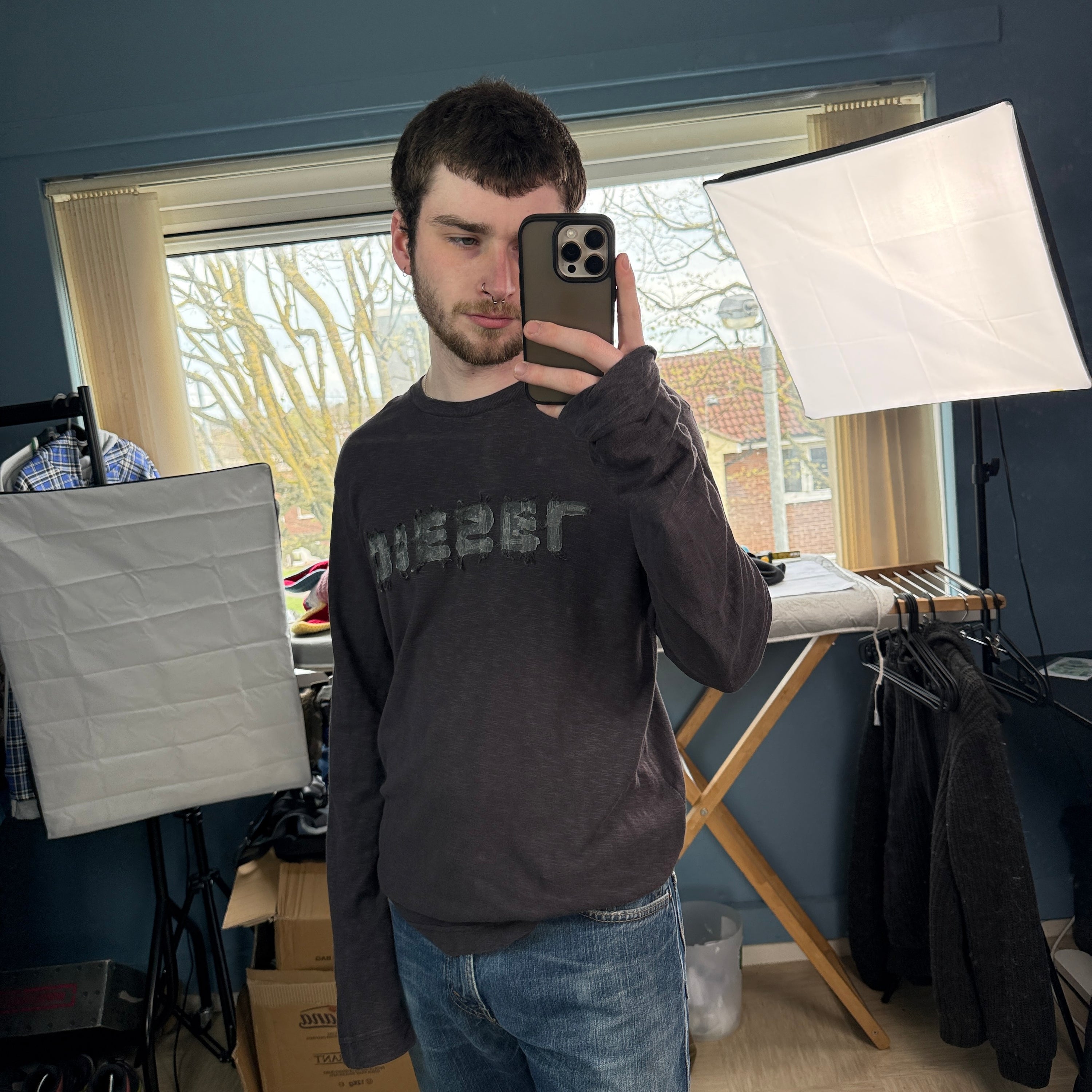 Diesel 2000's graphic backwards spellout long sleeve (L)