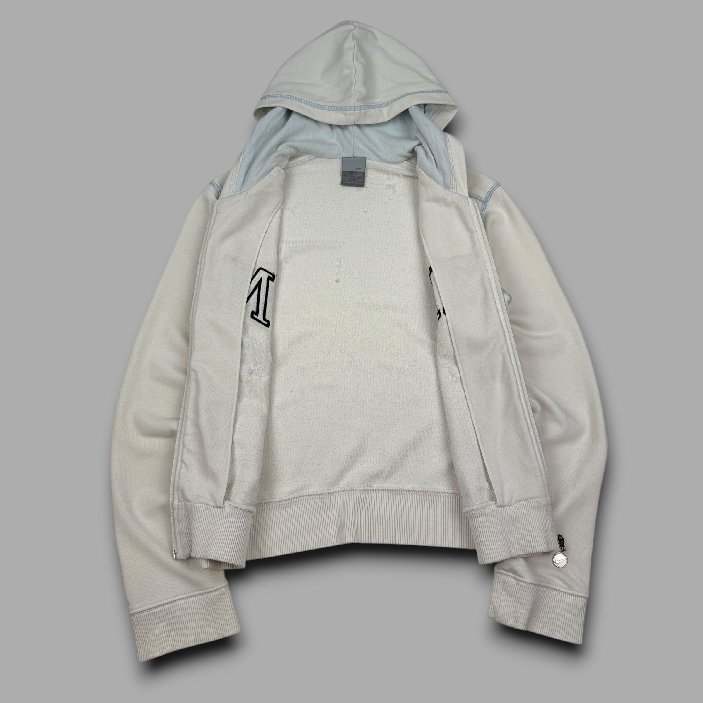 Nike 2000's spellout contrast stitch embroidered zip up hoodie (M) wms