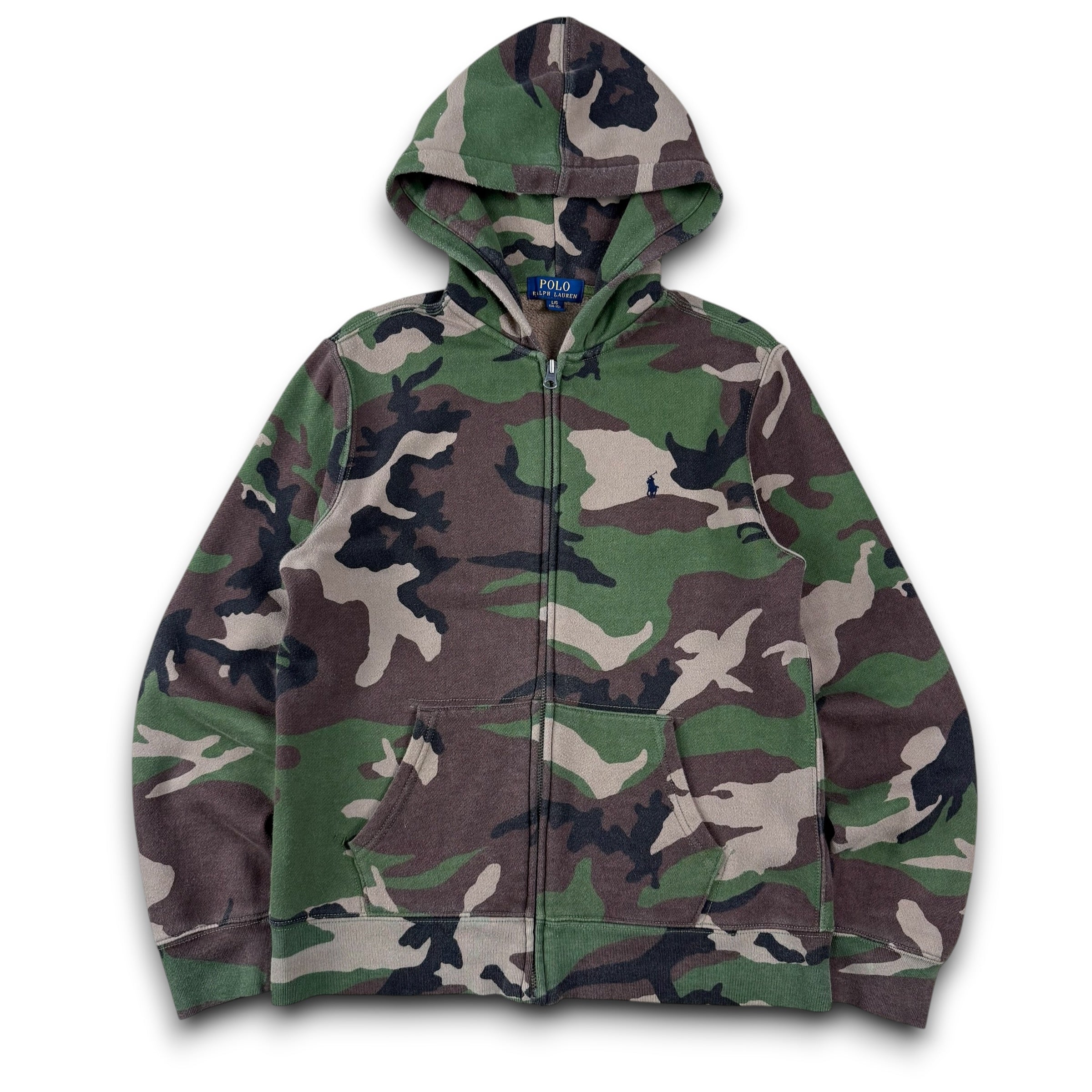 Ralph Lauren 2000's fitted zip up camo hoodie (XS)